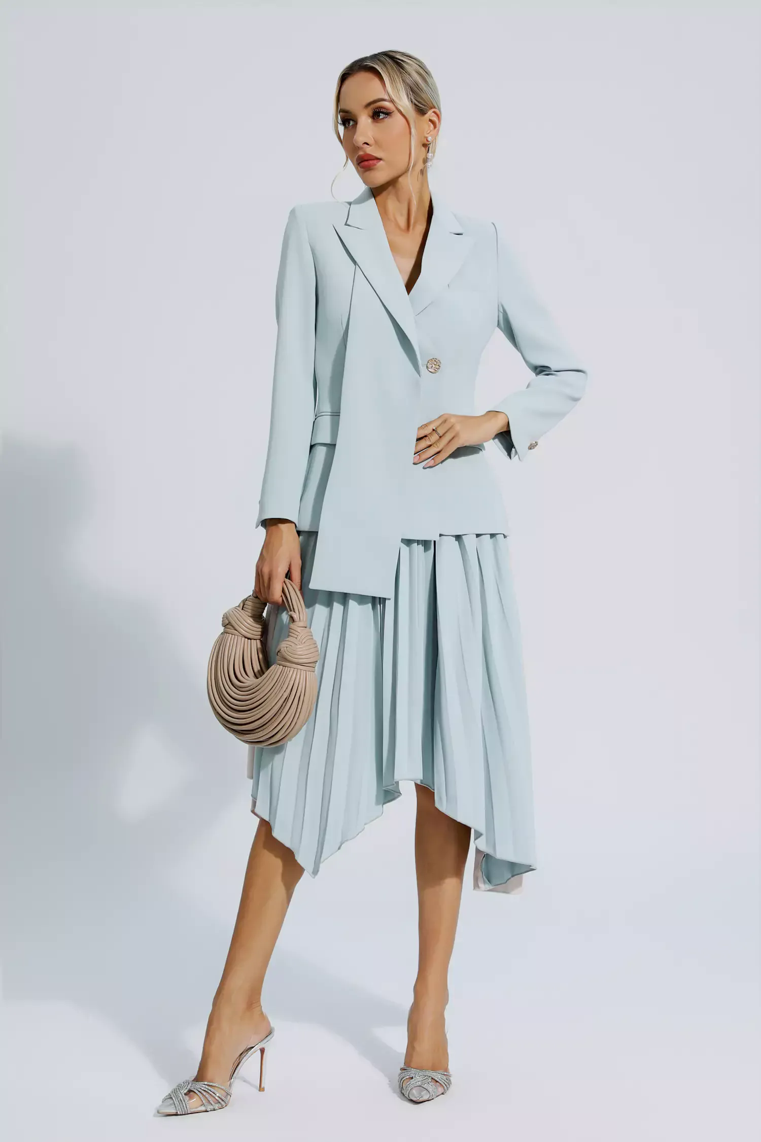 Blaire Gray Ruched Blazer Set Blaire Gray Ruched Blazer Set
