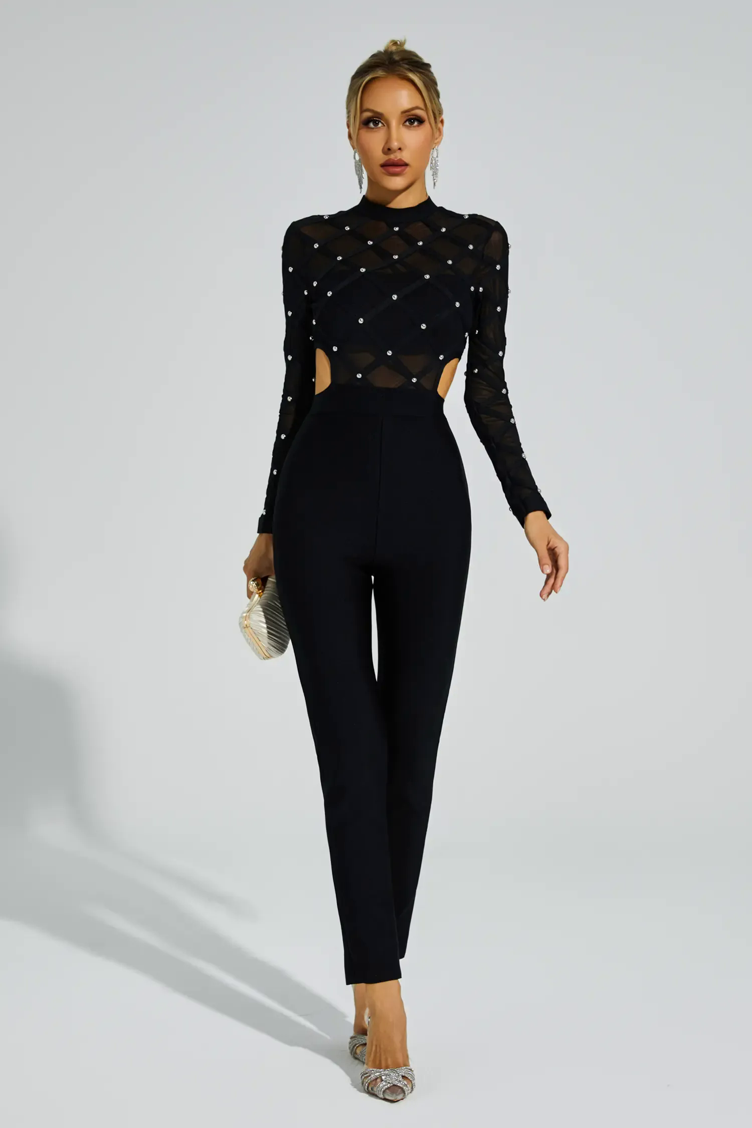 Carr Black Beaded Cut Out Jumpsuit