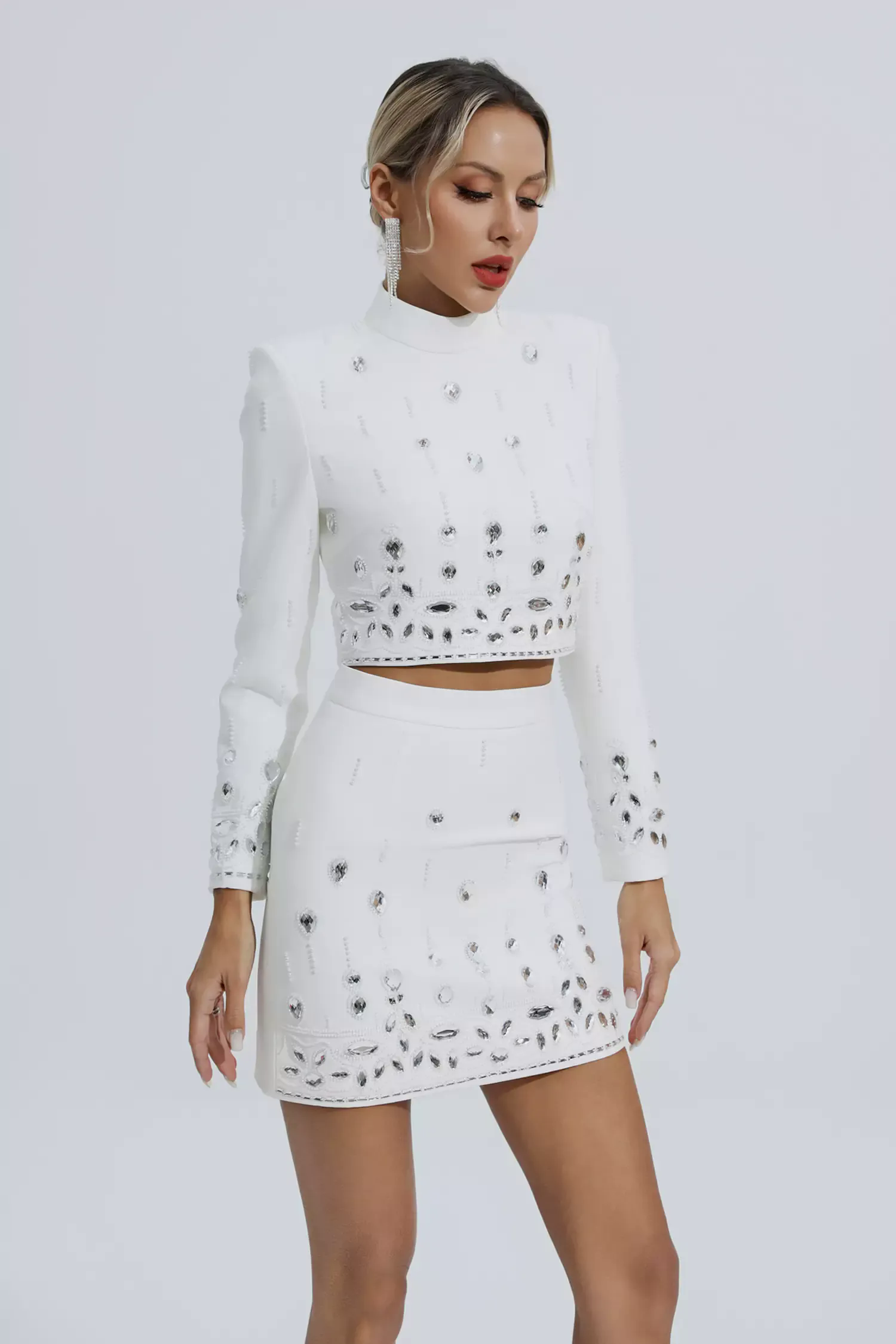 Cecelia White Crystal Embellished Set Cecelia White Crystal Embellished Set