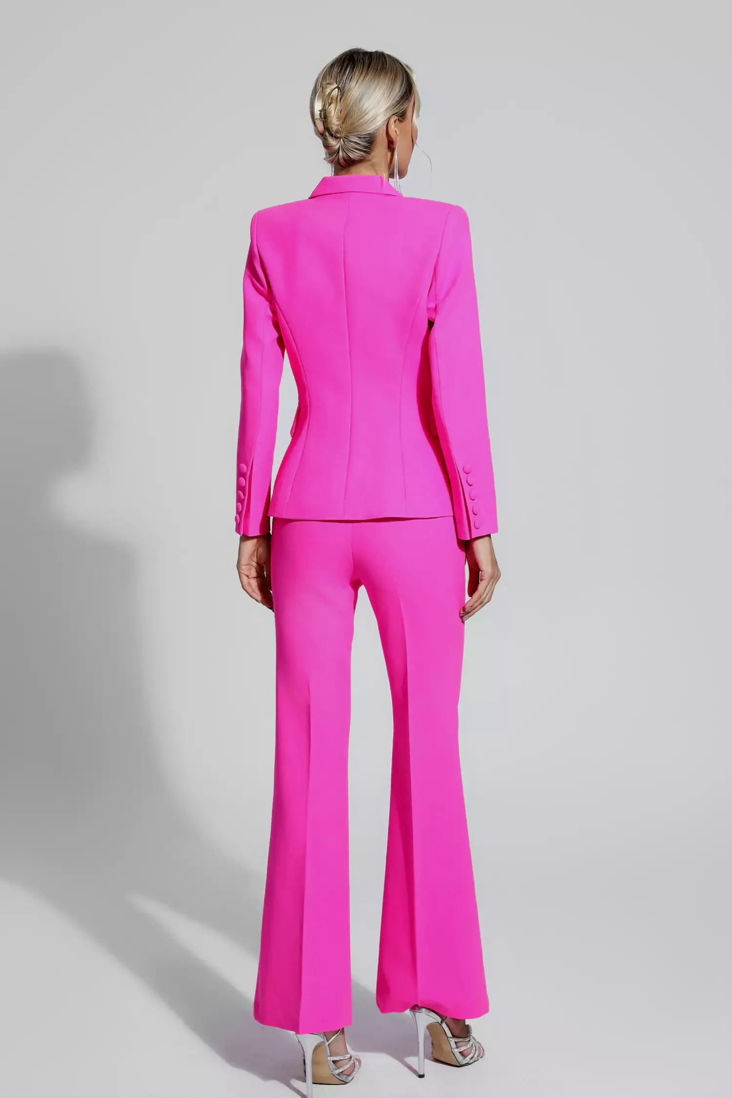 Lennox Pink V-neck Long Sleeve Blazer Set Lennox Pink V-neck Long Sleeve Blazer Set