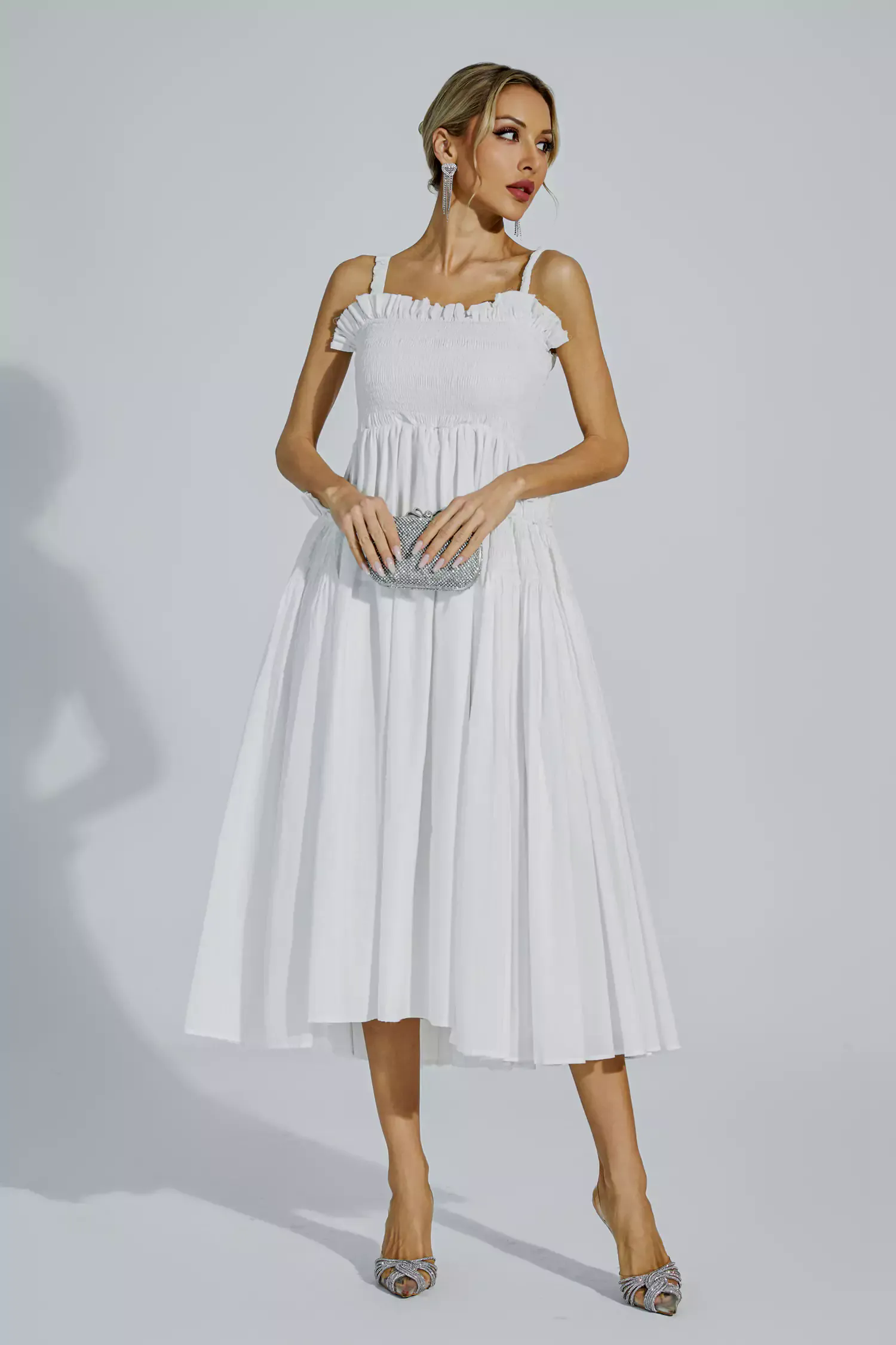 Adele White Slip Midi Dress