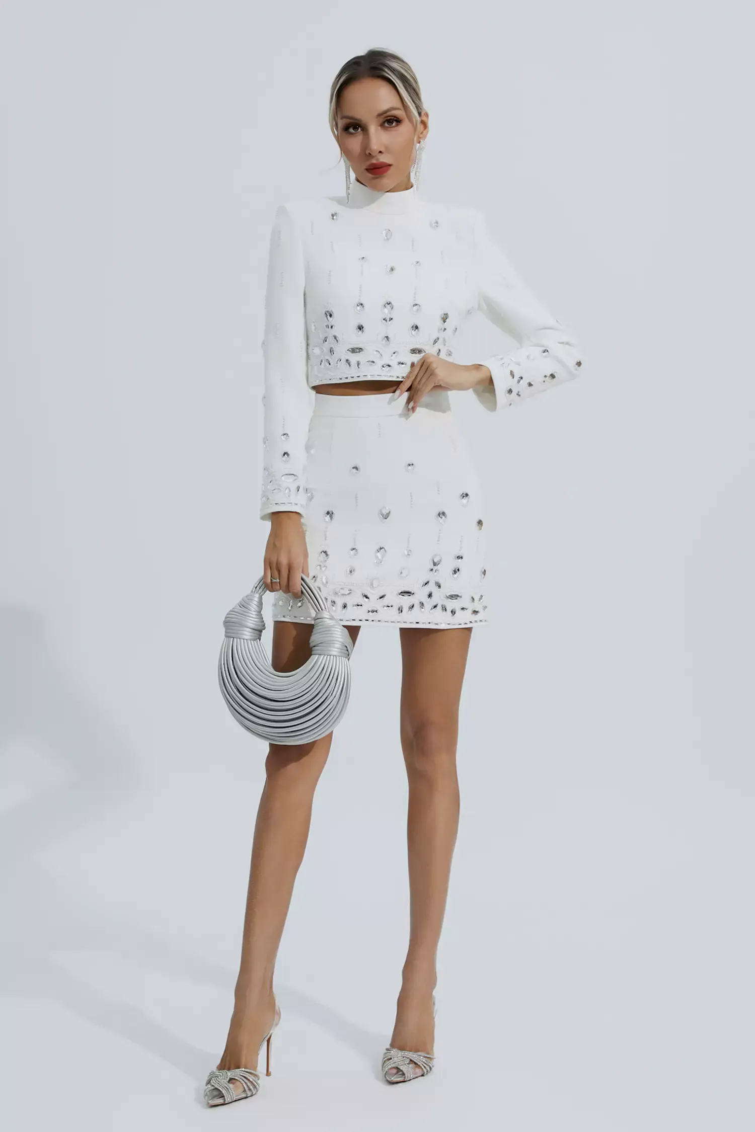 Cecelia White Crystal Embellished Set Cecelia White Crystal Embellished Set