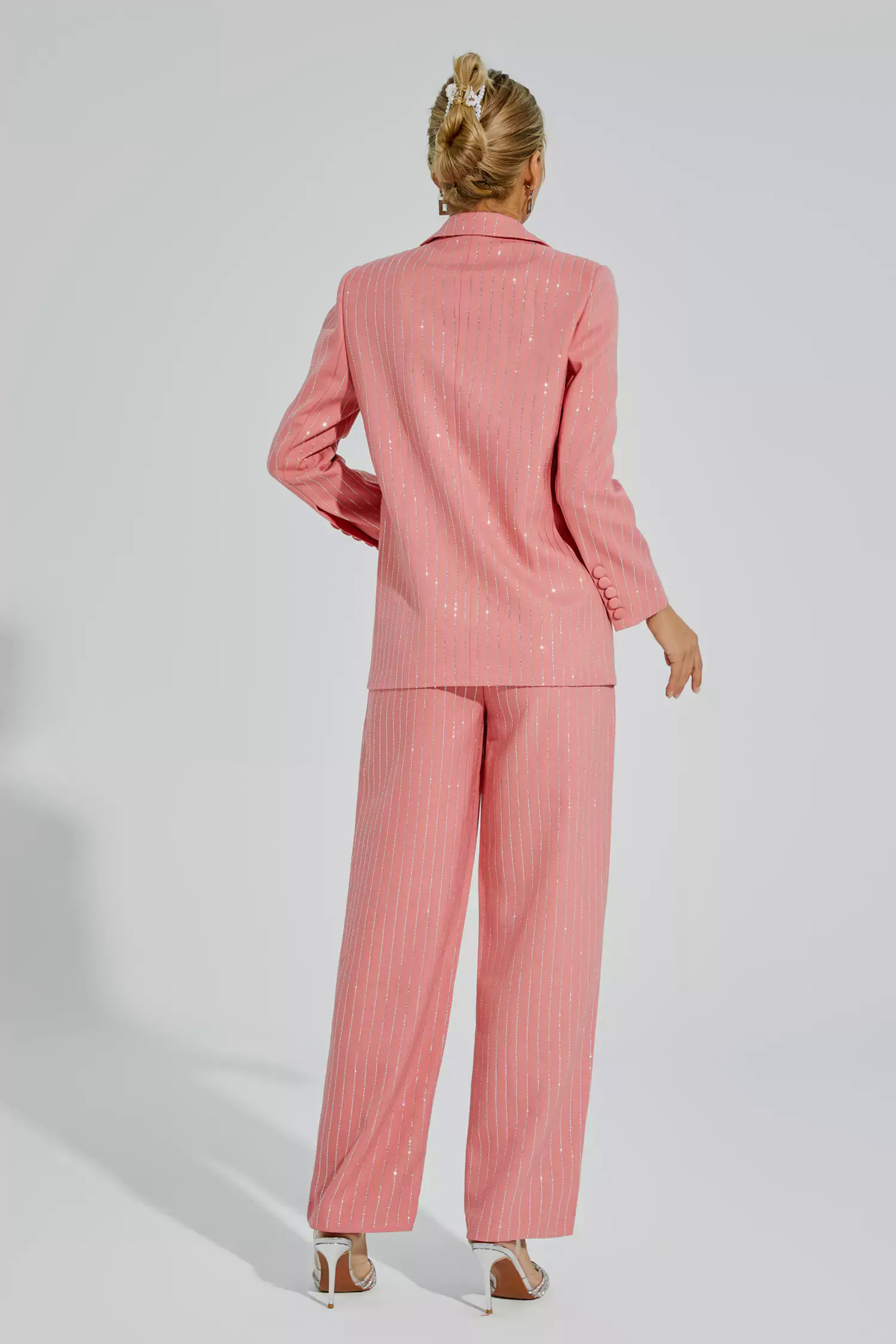 Merlin Pink Vertical Striped Blazer Set Merlin Pink Vertical Striped Blazer Set