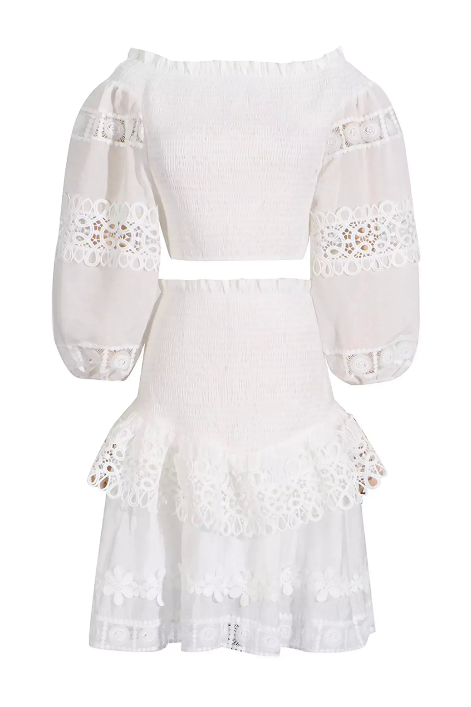 Raina White One-Shoulder Embroidered Set Raina White One-Shoulder Embroidered Set