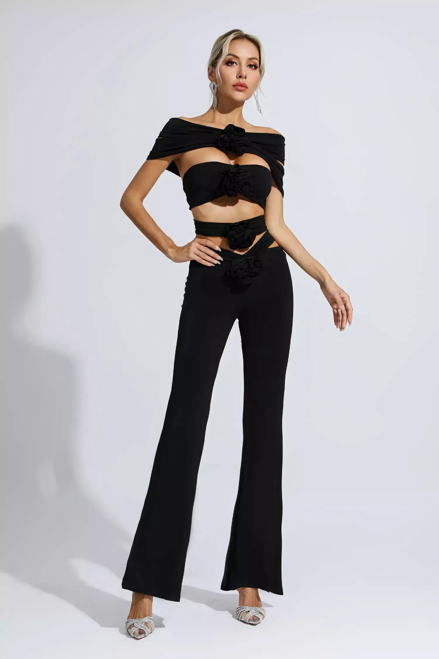 Makenzie Black Floral Cutout Set Makenzie Black Floral Cutout Set
