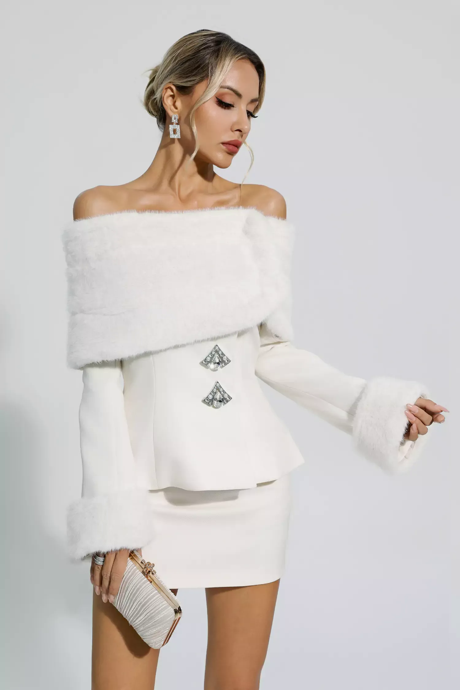 Irene White Furry Coat Set Irene White Furry Coat Set