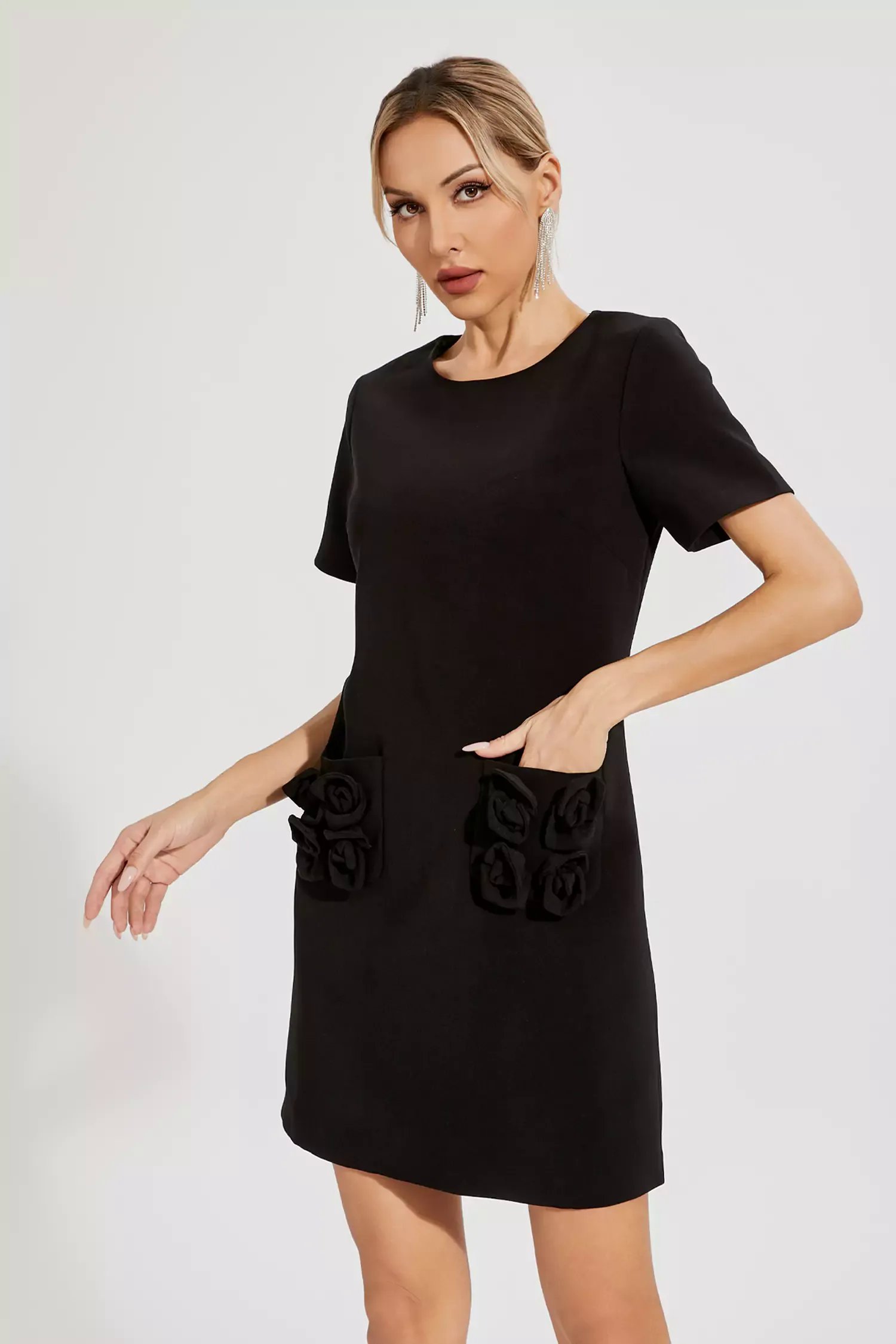Zendaya Black Rose Mini Dress Zendaya Black Rose Mini Dress