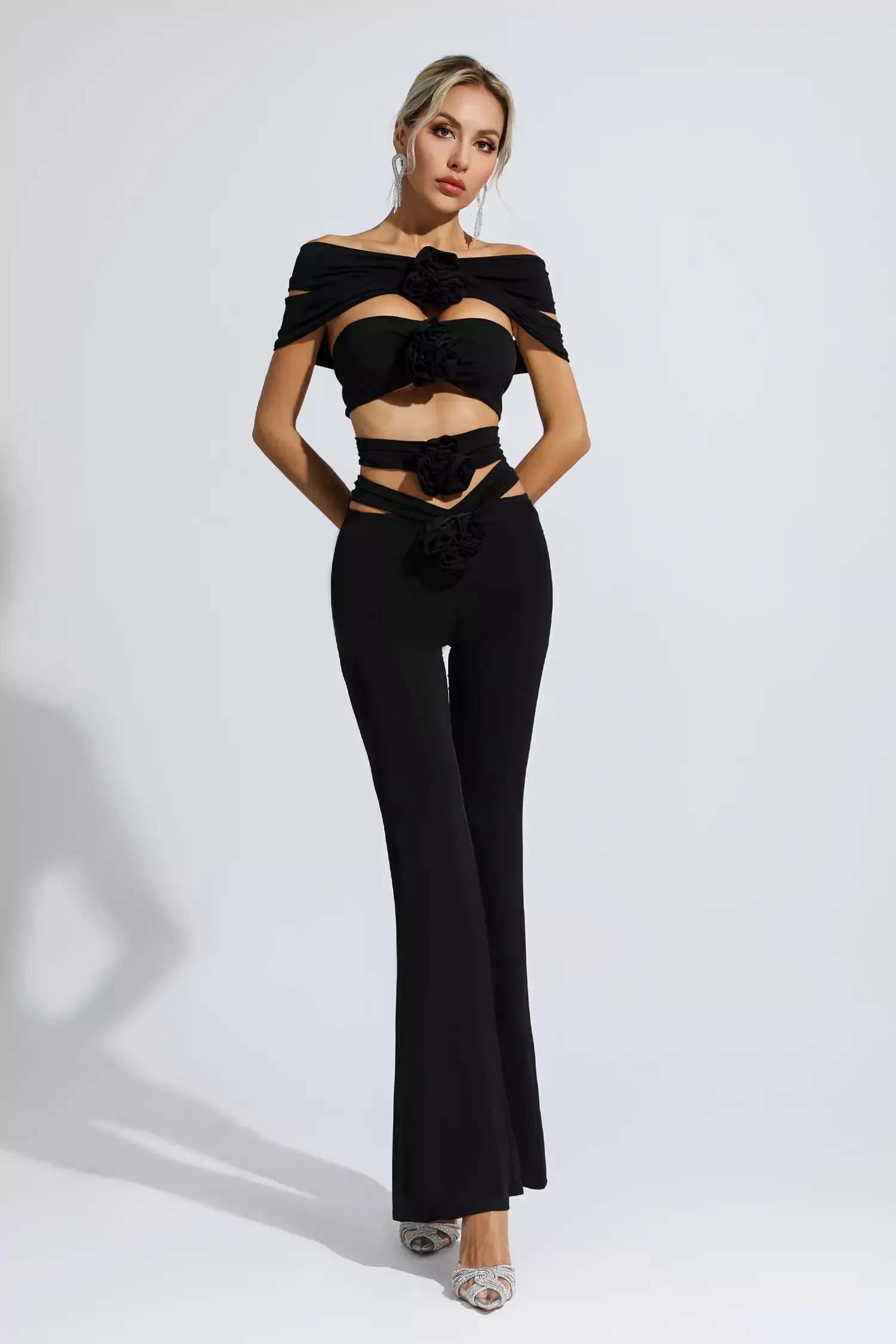 Makenzie Black Floral Cutout Set Makenzie Black Floral Cutout Set