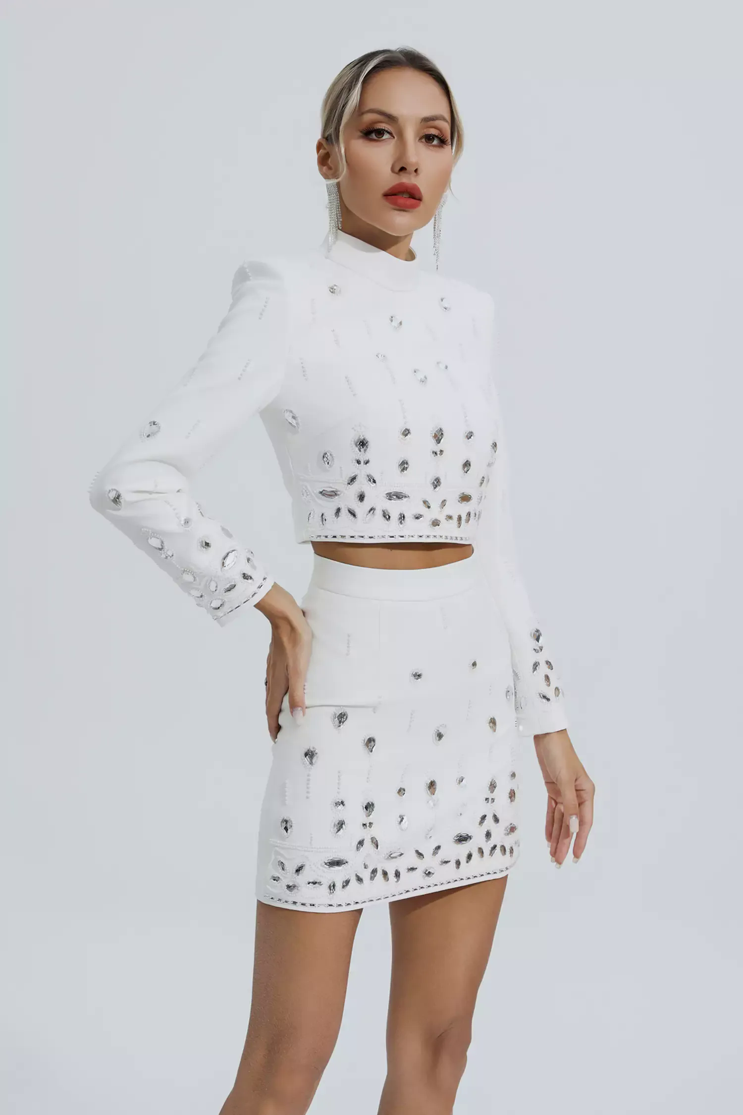 Cecelia White Crystal Embellished Set Cecelia White Crystal Embellished Set