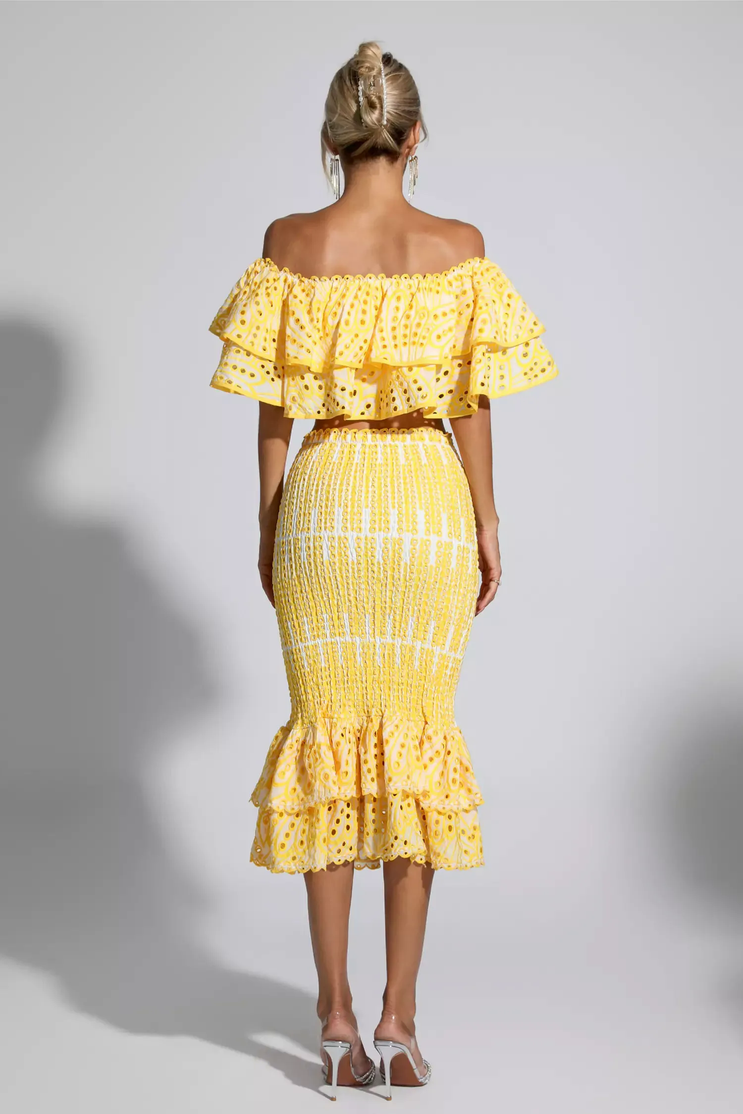 Anaya Yellow Cutout Ruffle Set Anaya Yellow Cutout Ruffle Set