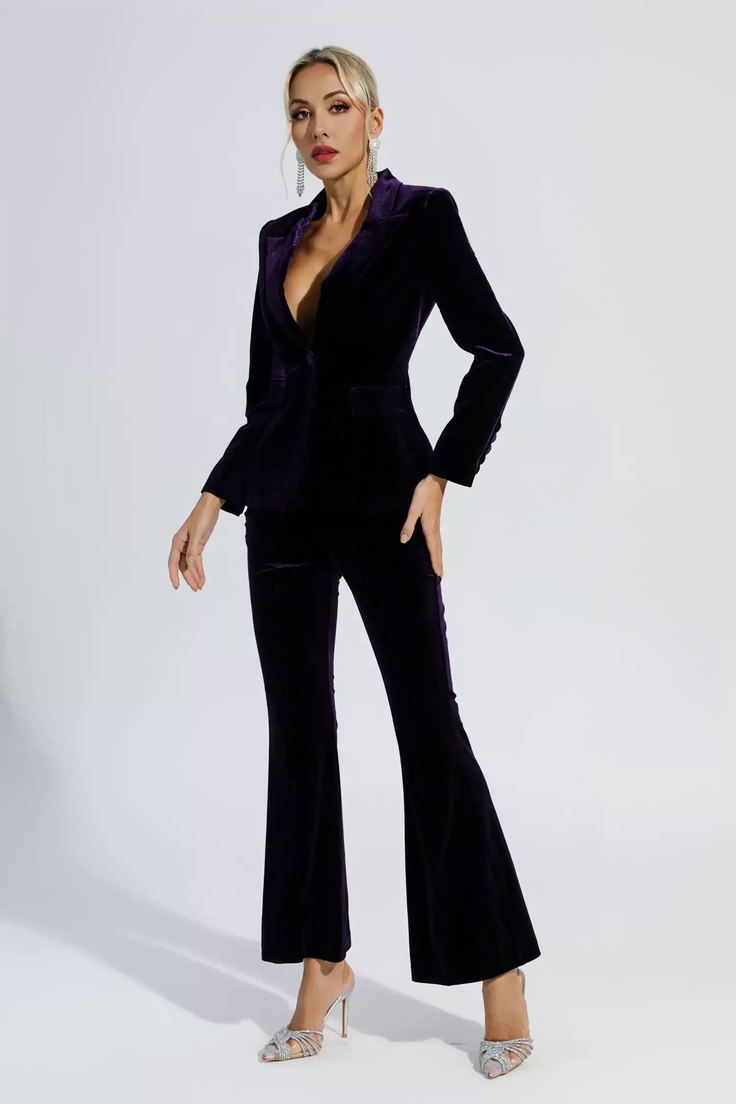 Aleena Purple Velvet Blazer Set Aleena Purple Velvet Blazer Set