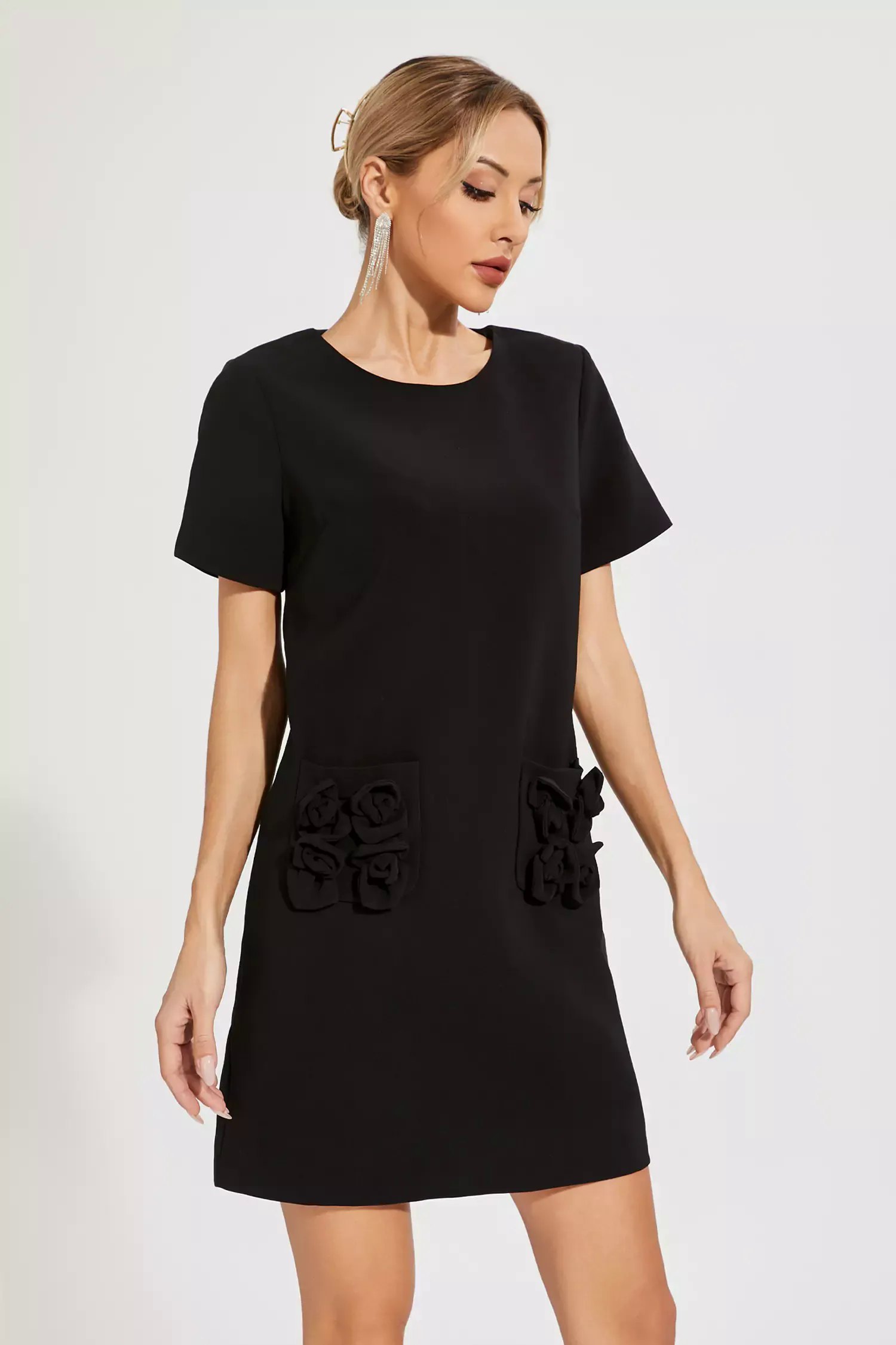 Zendaya Black Rose Mini Dress Zendaya Black Rose Mini Dress