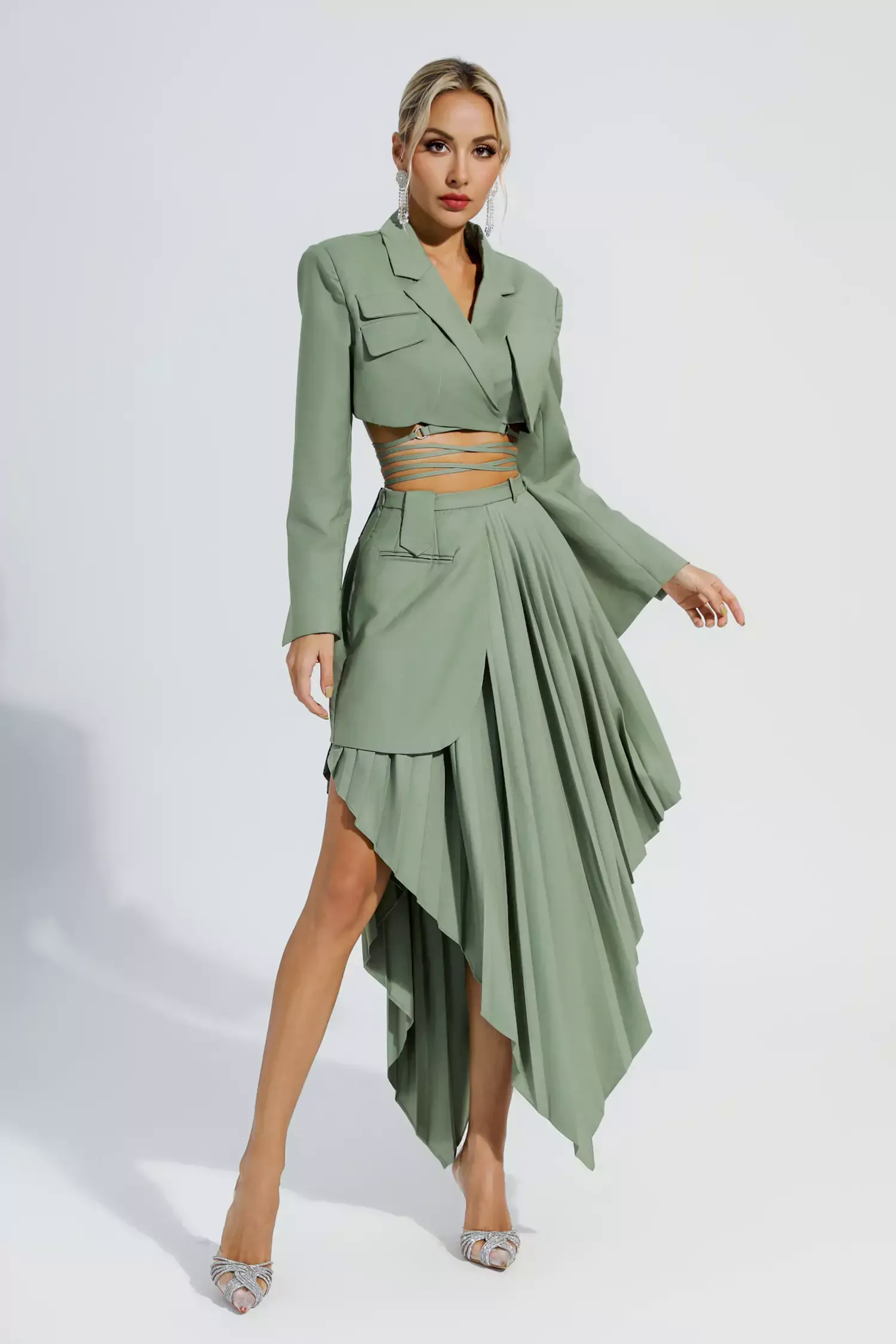 Myra Green Ruffle Blazer Set Myra Green Ruffle Blazer Set
