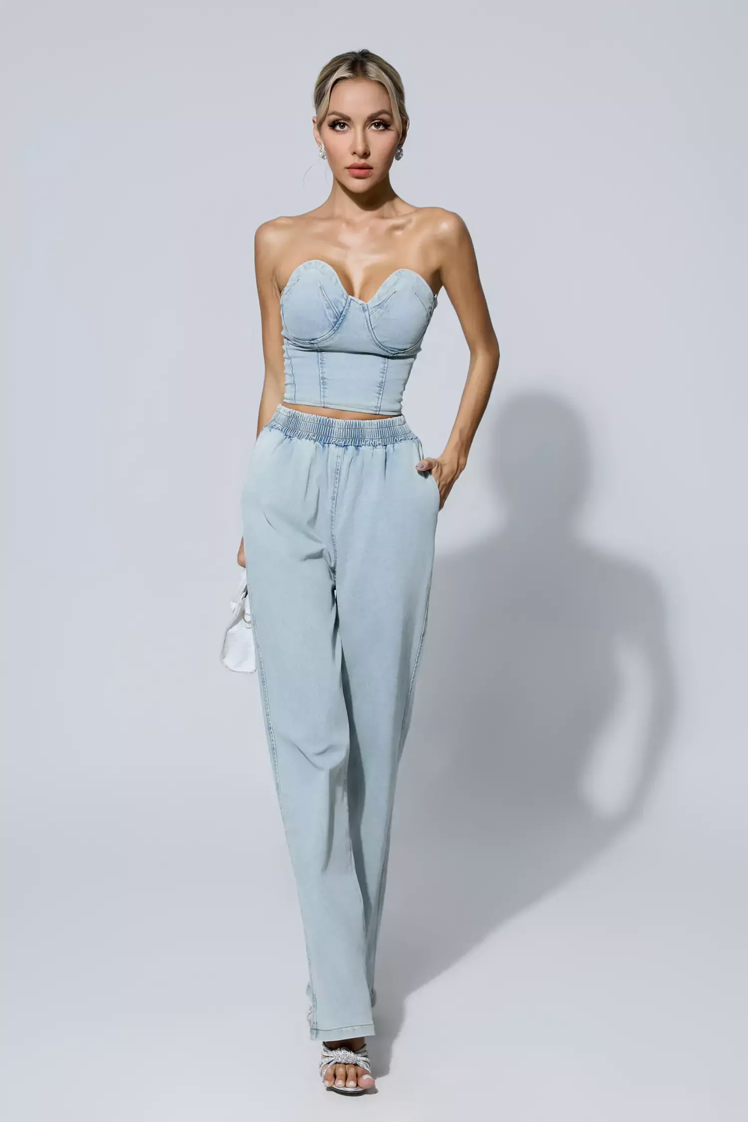 Marie Blue Denim Tube Top Set Marie Blue Denim Tube Top Set
