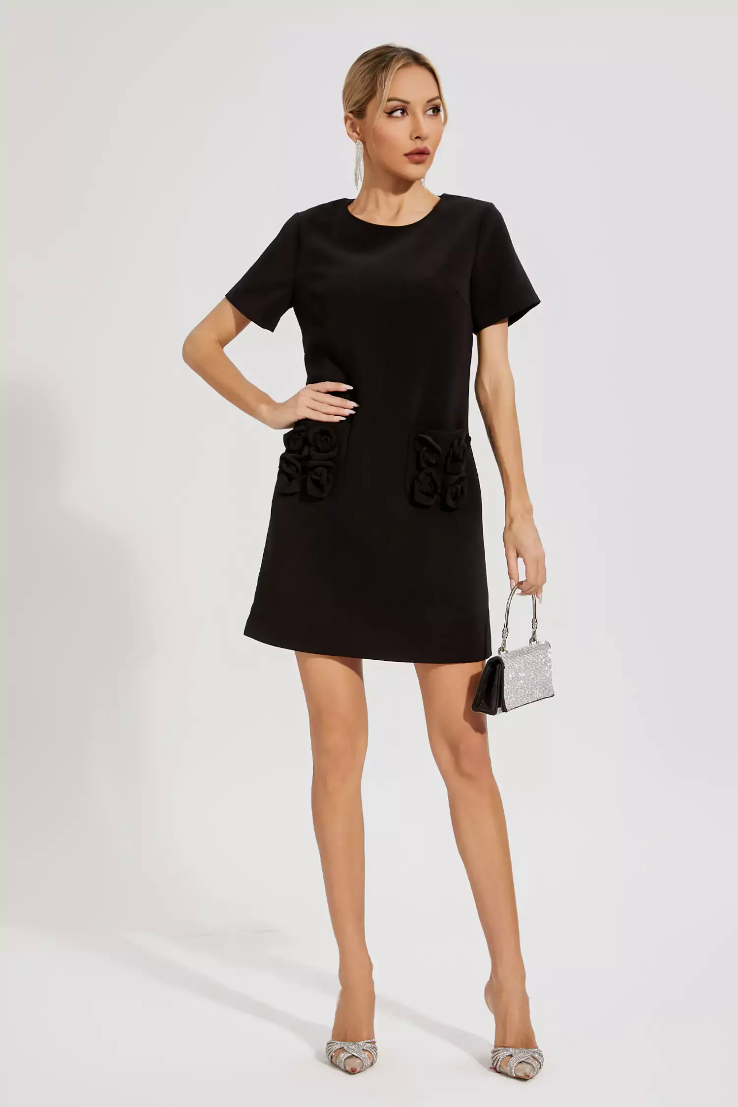 Zendaya Black Rose Mini Dress Zendaya Black Rose Mini Dress