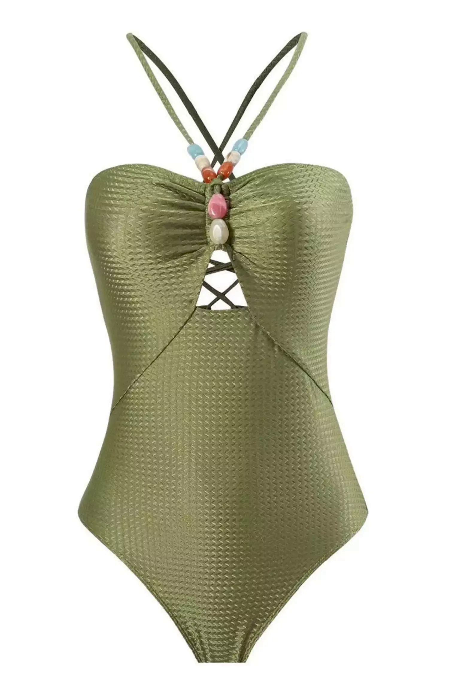 Kahlani Green Halter One Piece Swimwear Kahlani Green Halter One Piece Swimwear