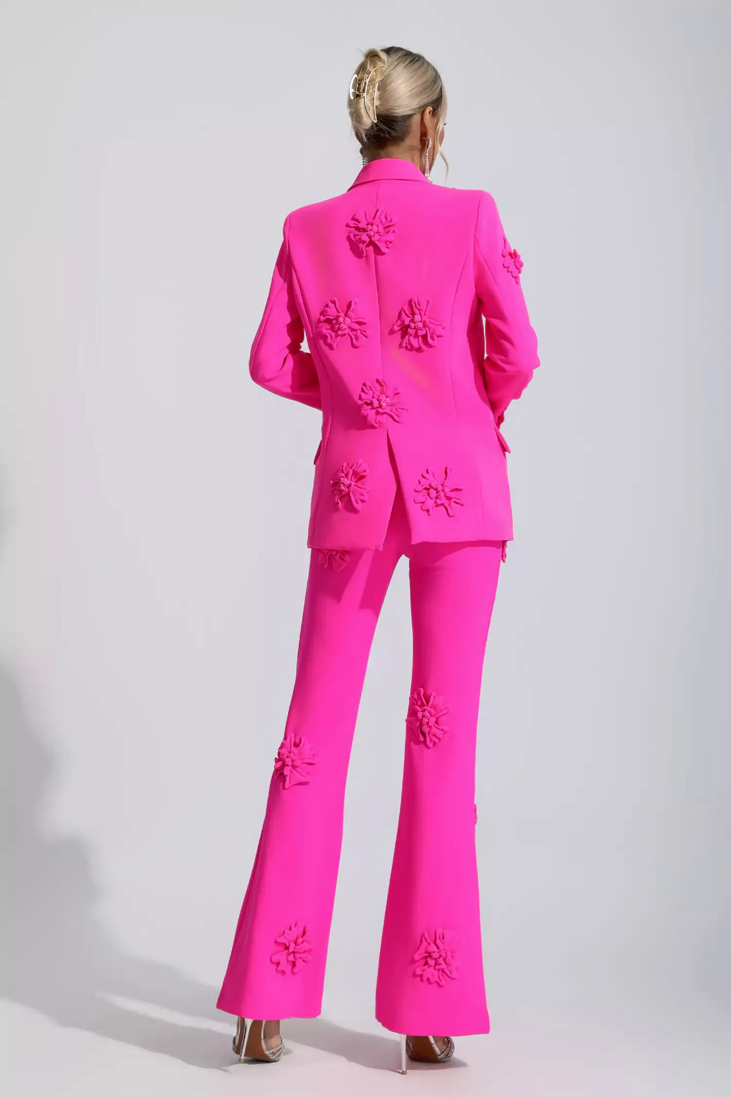 Ari Pink Jacquard Floral Blazer Set Ari Pink Jacquard Floral Blazer Set
