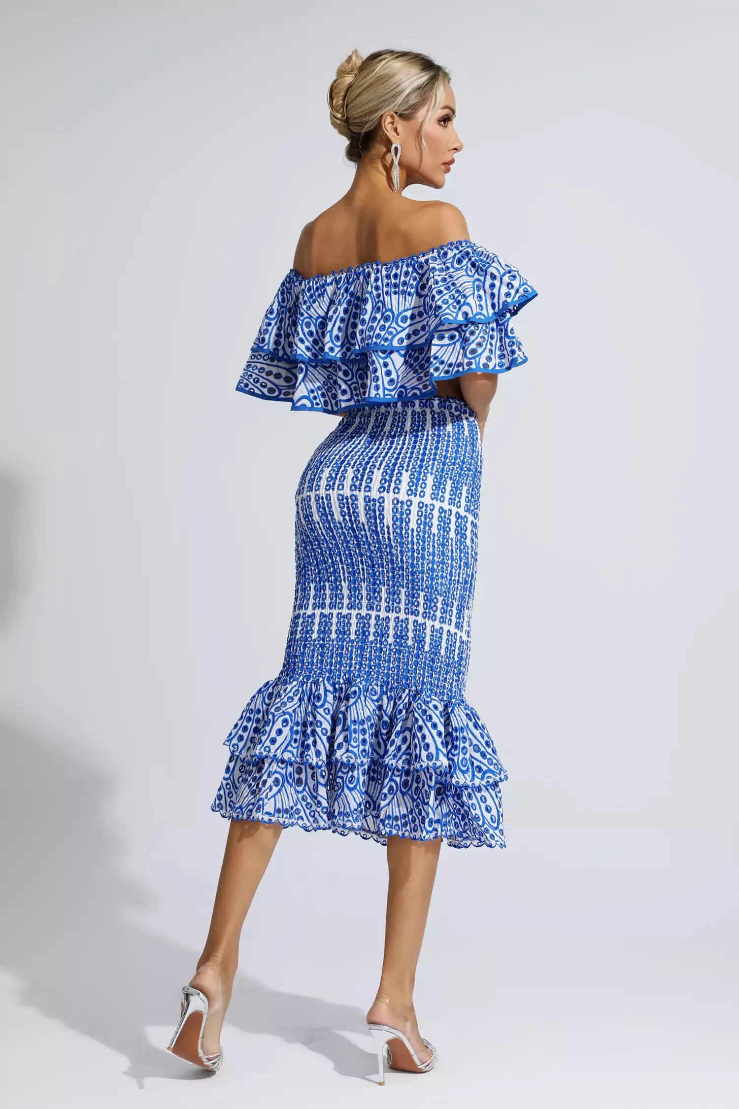 Anaya Blue Cutout Ruffle Set Anaya Blue Cutout Ruffle Set