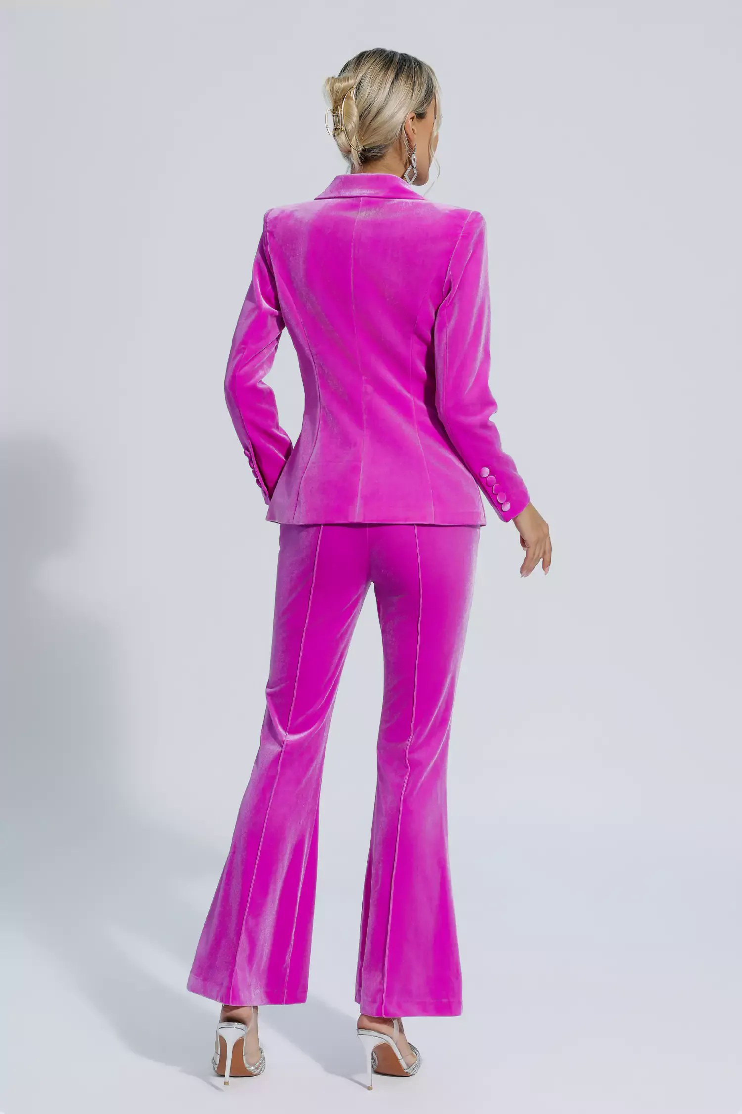 Aleena Magenta Velvet Blazer Set Aleena Magenta Velvet Blazer Set
