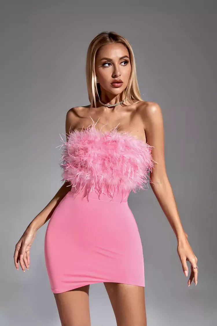 Annabelle Pink Feather Dress Annabelle Pink Feather Dress