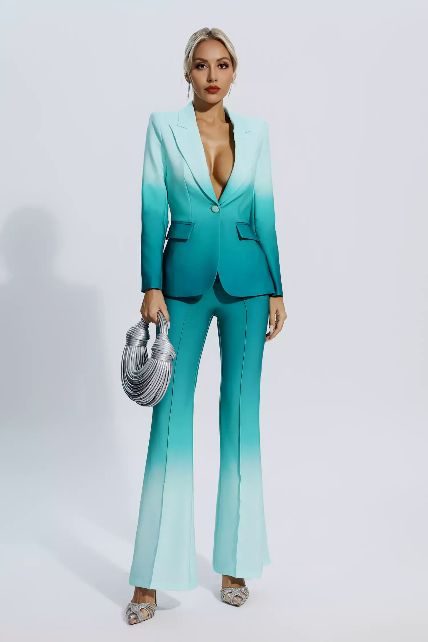 Anya Gradient Green Blazer Set Anya Gradient Green Blazer Set