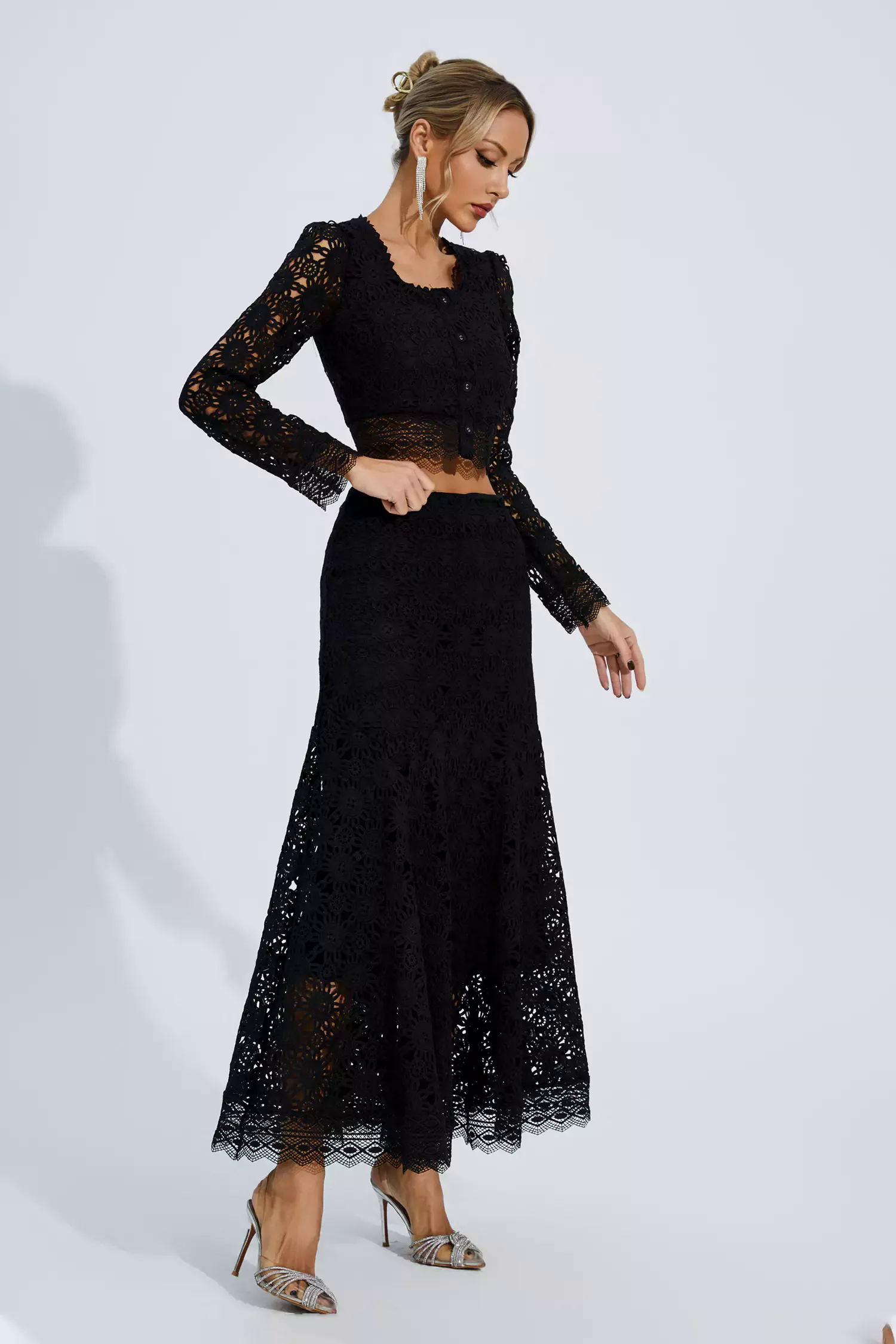 Janiyah Black Hollow Long Sleeve Set Janiyah Black Hollow Long Sleeve Set