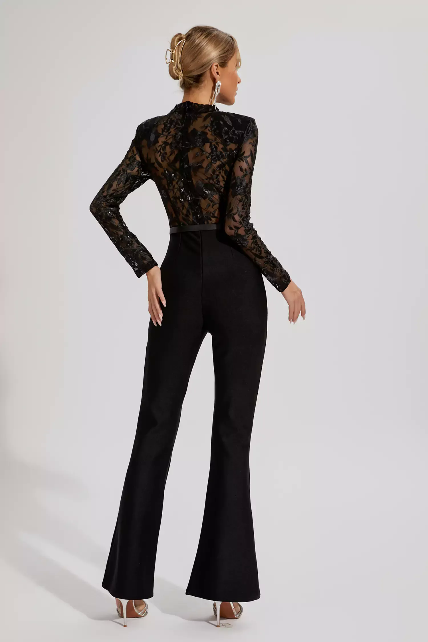 Simone Black Belted Lace Jumpsuit Simone Black Belted Lace Jumpsuit