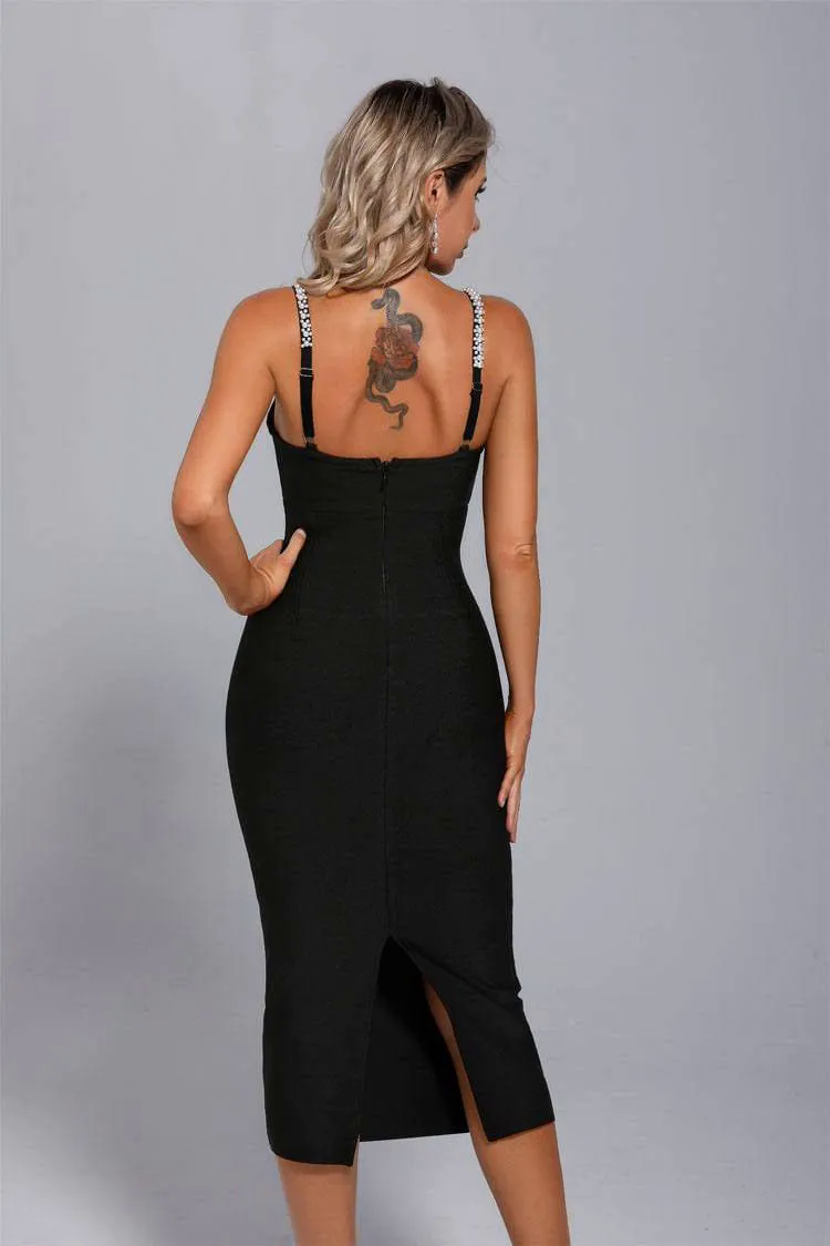 Isla Black Pearl Sling Bodycon Midi Dress Isla Black Pearl Sling Bodycon Midi Dress