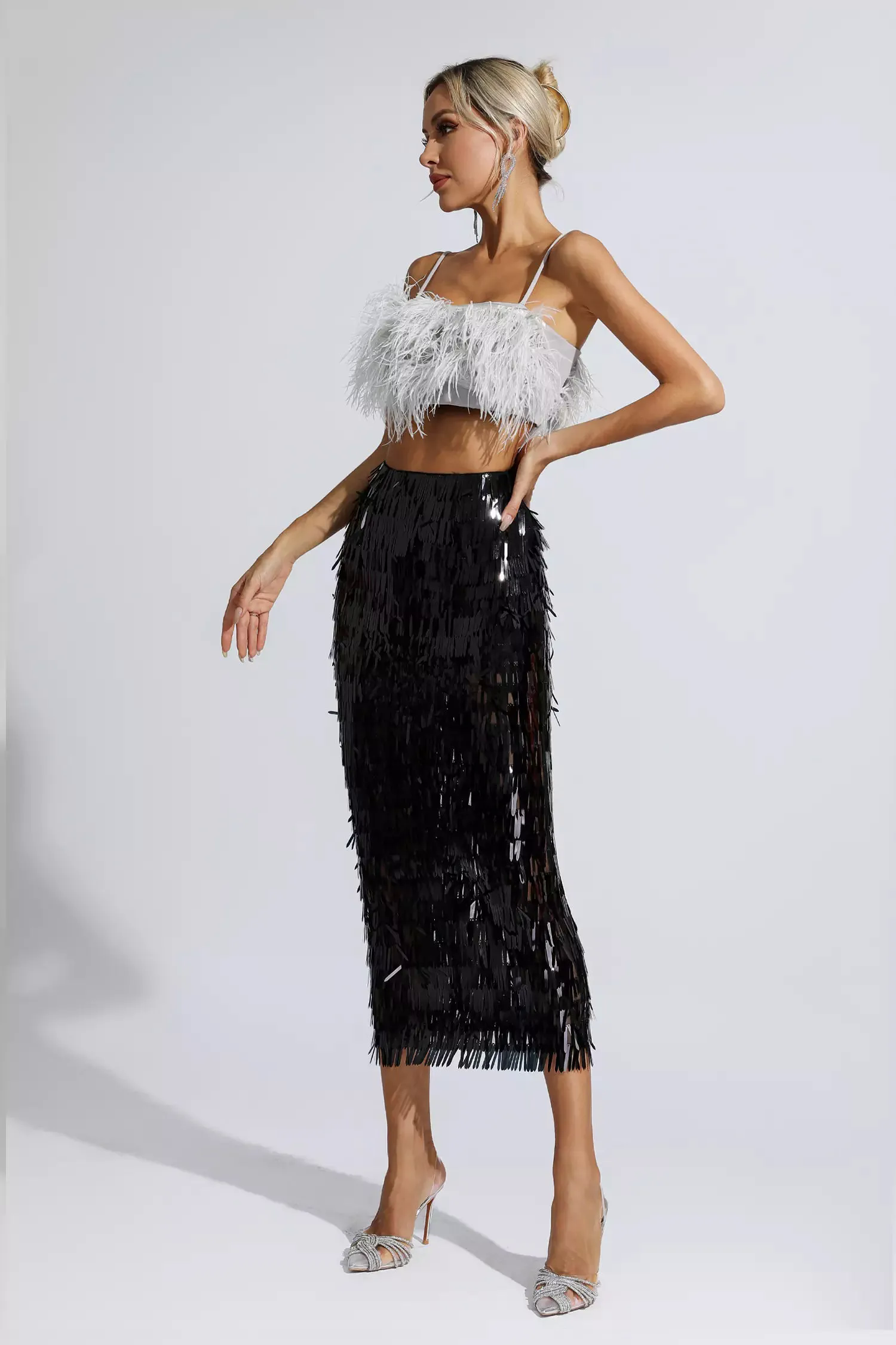 Daniella Black Feather Sequin Set Daniella Black Feather Sequin Set