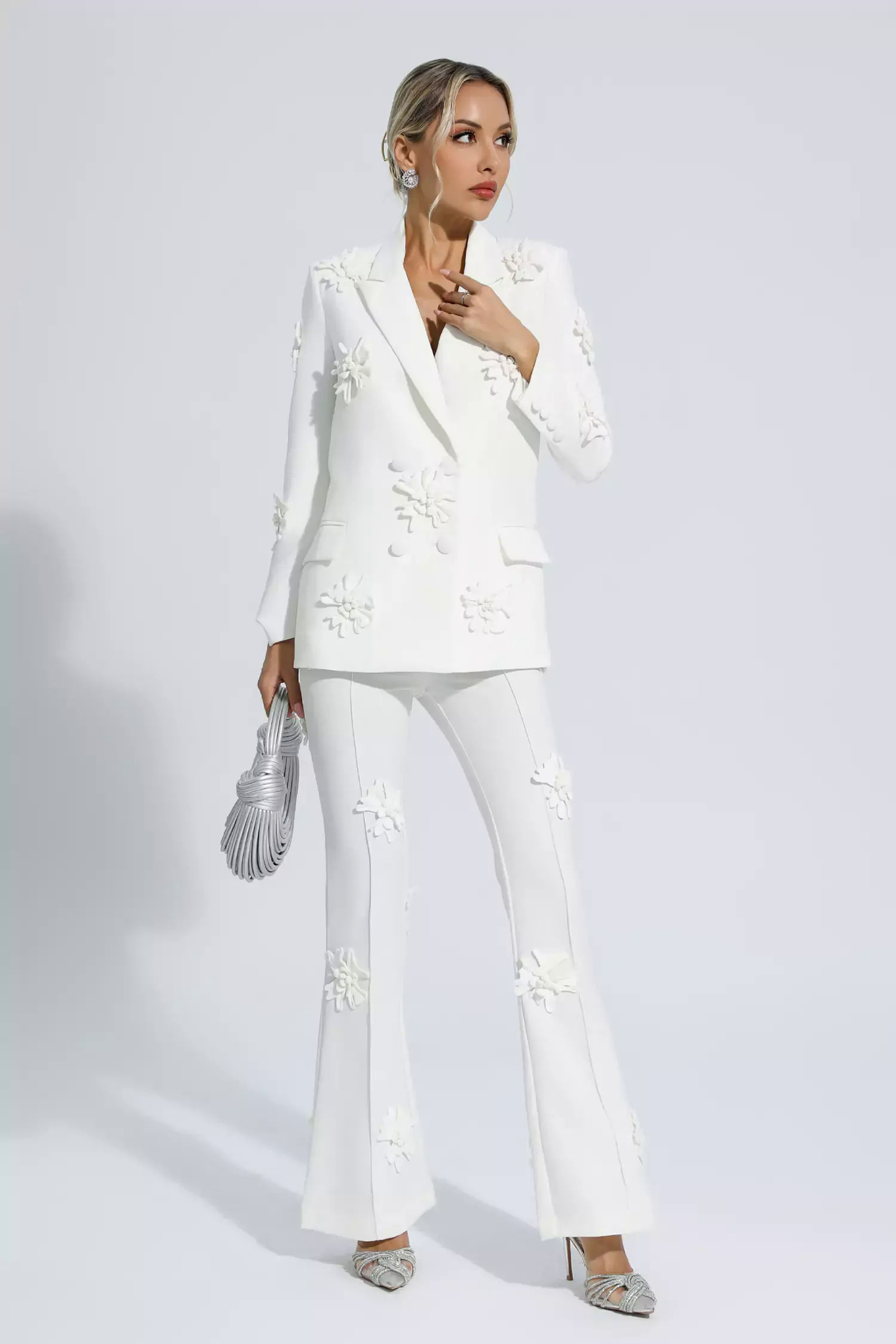 Ari White Jacquard Floral Blazer Set