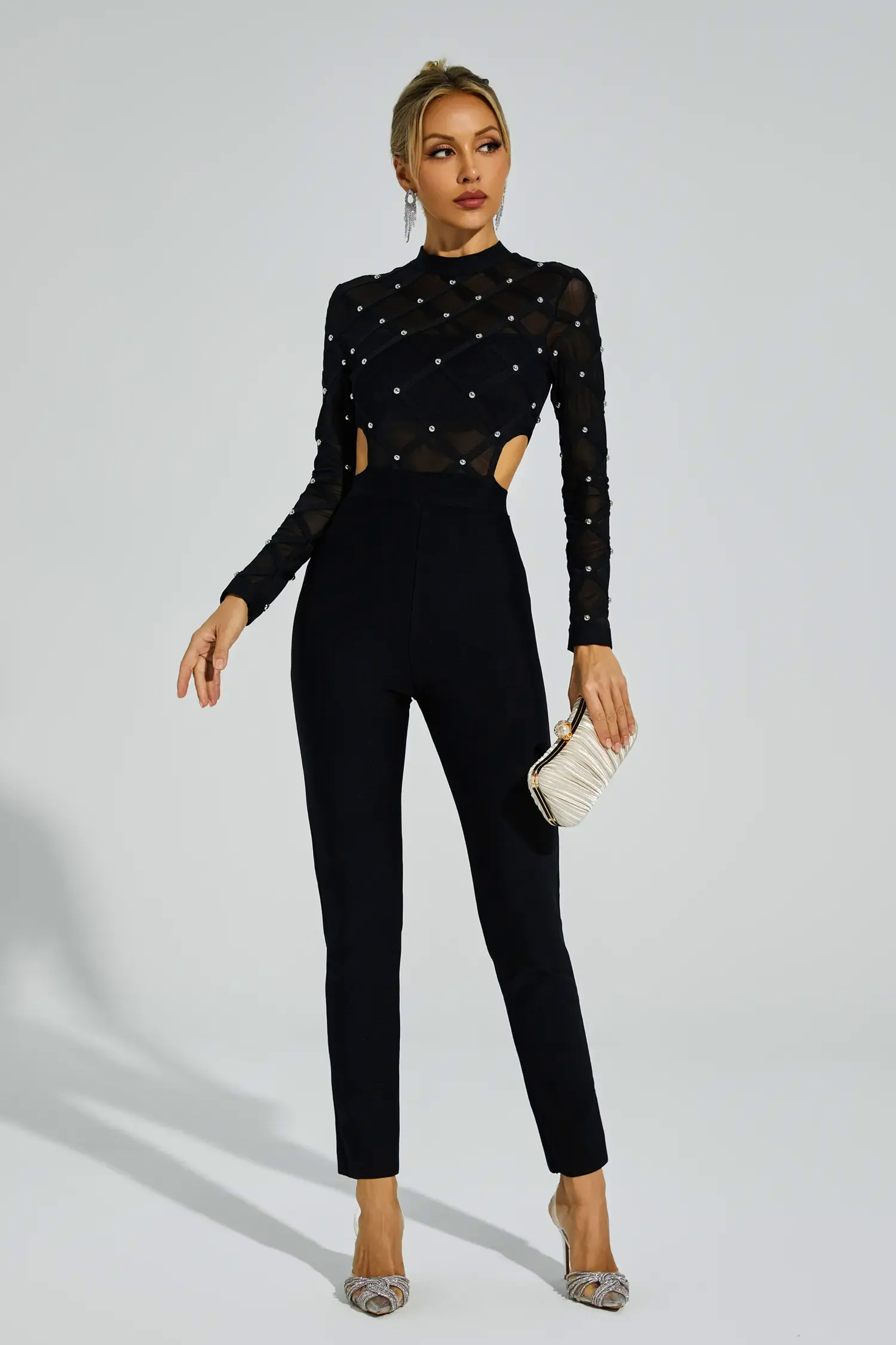 Carr Black Beaded Cut Out Jumpsuit