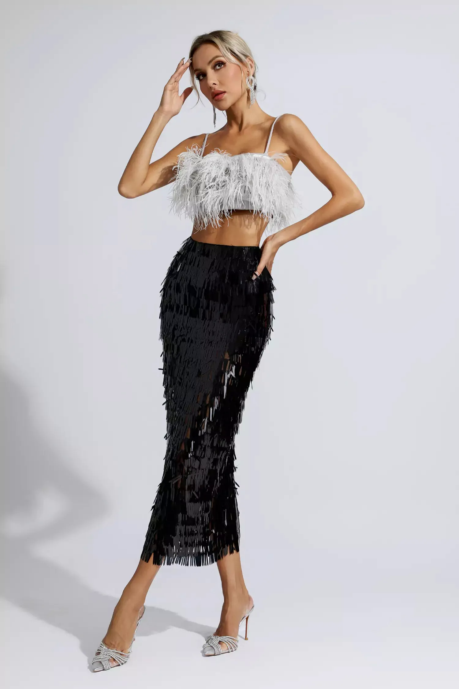 Daniella Black Feather Sequin Set Daniella Black Feather Sequin Set