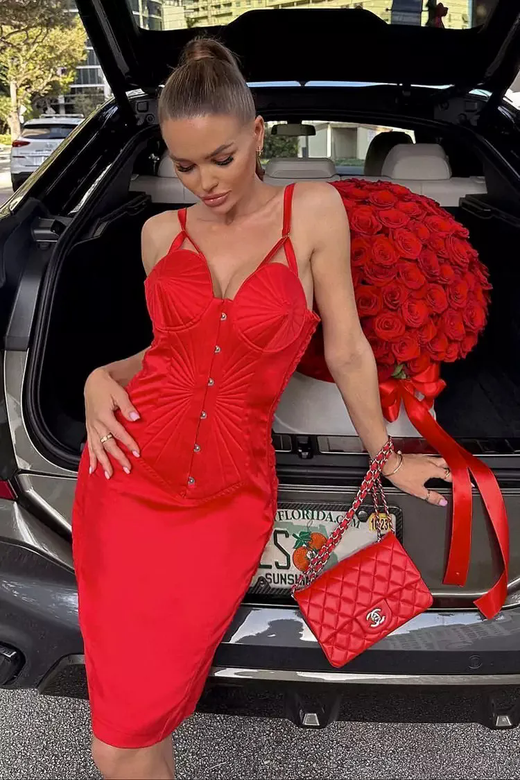 Malia Red Satin Dress Malia Red Satin Dress