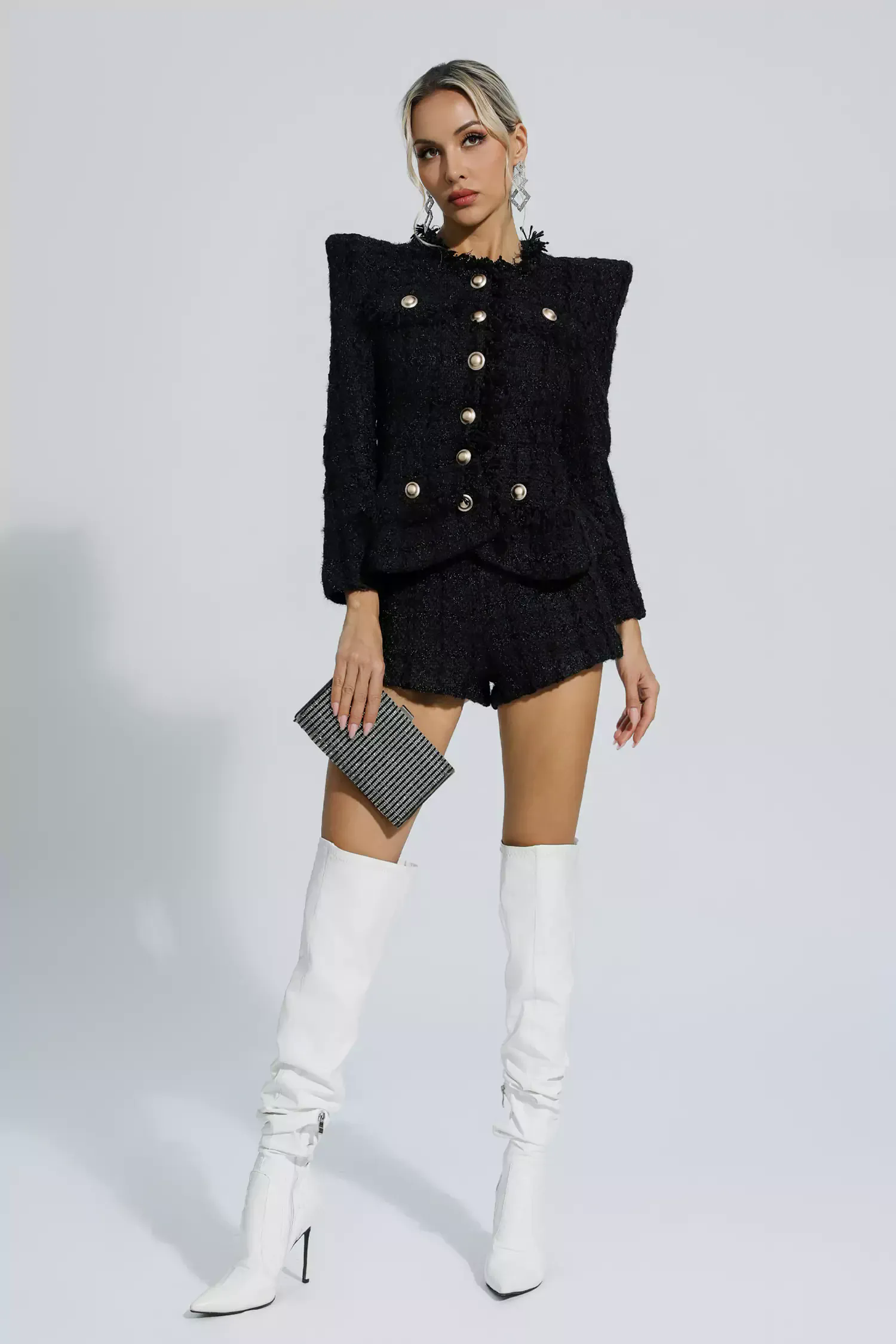 Margo Black Woolen Blazer Set Margo Black Woolen Blazer Set