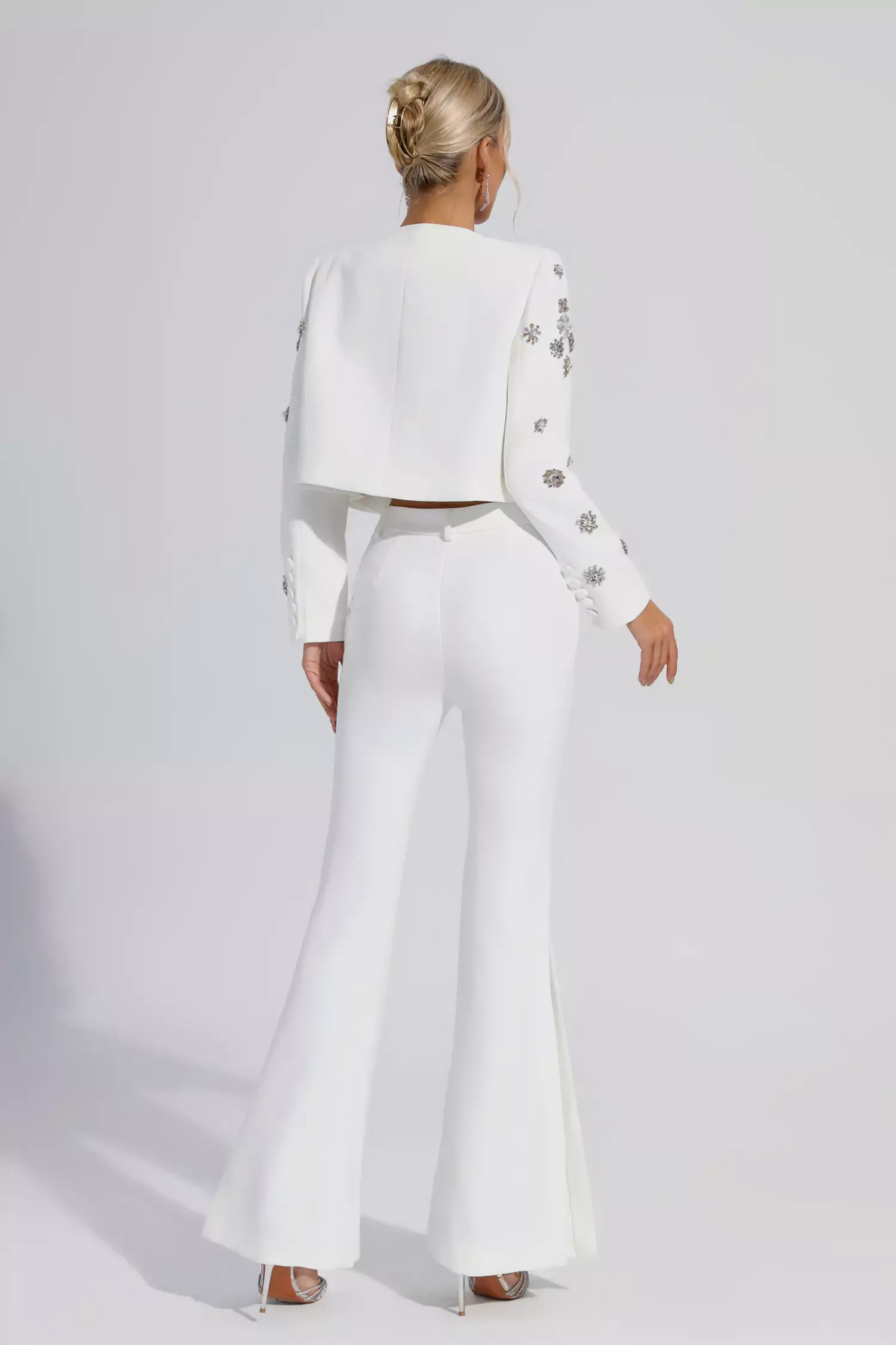 Amalia White Crystal Pearl Blazer Set Amalia White Crystal Pearl Blazer Set