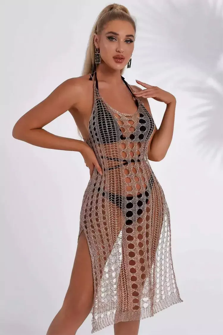 Sofia Gold Mesh Beach Cover-up