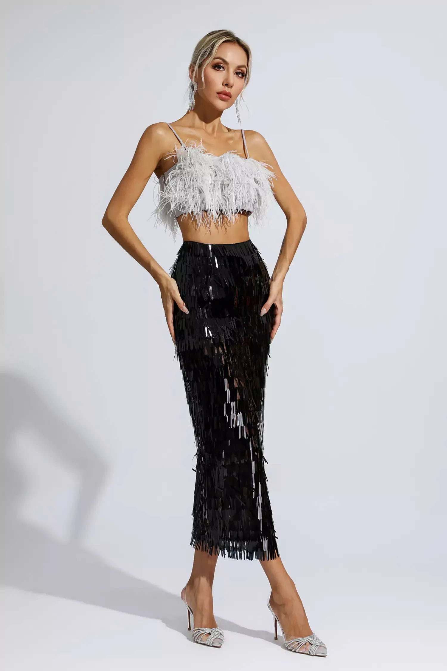 Daniella Black Feather Sequin Set Daniella Black Feather Sequin Set