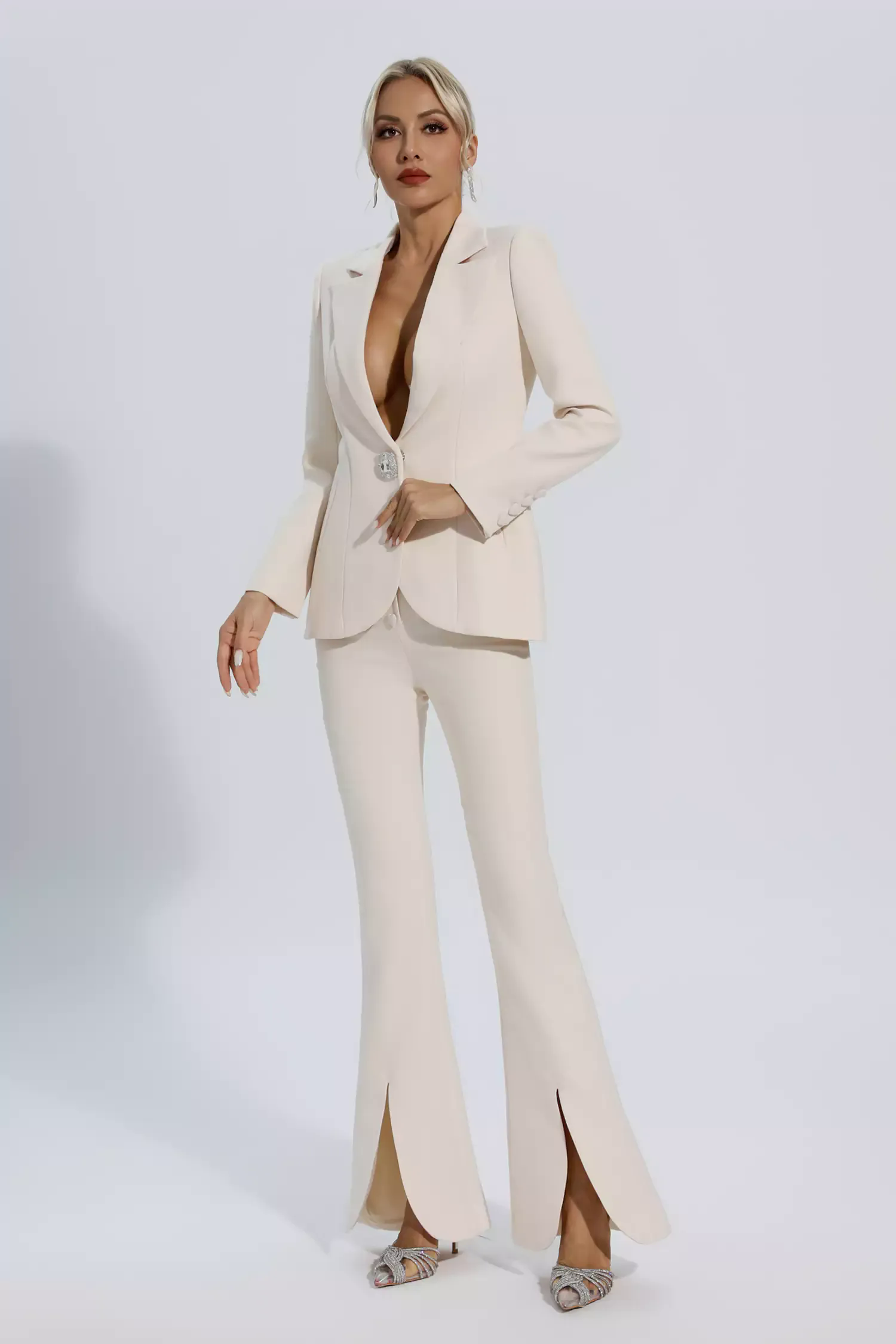 Mallory Ivory White Long Sleeve Blazer Set Mallory Ivory White Long Sleeve Blazer Set