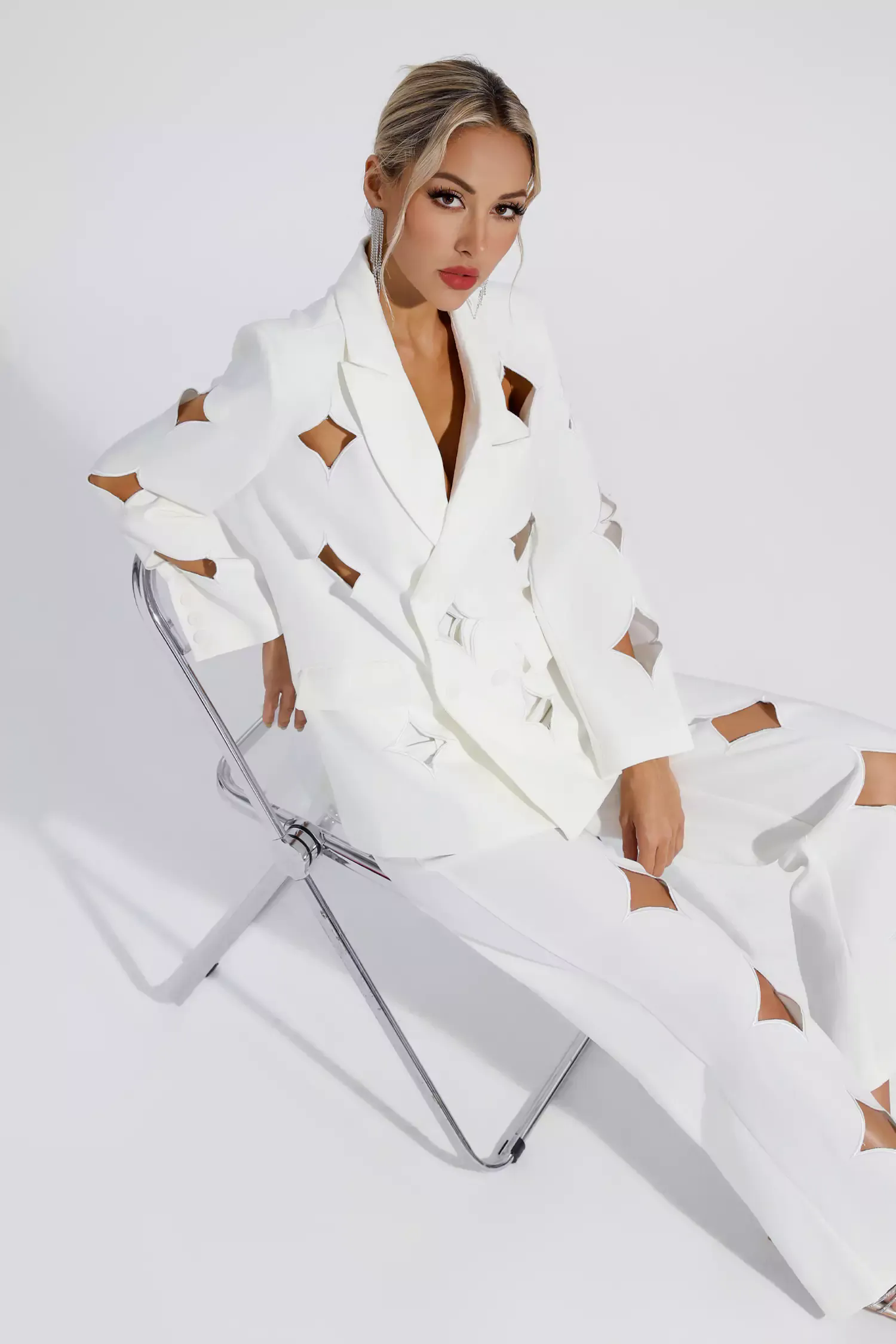 Kensley White Star Cutout Blazer Set Kensley White Star Cutout Blazer Set