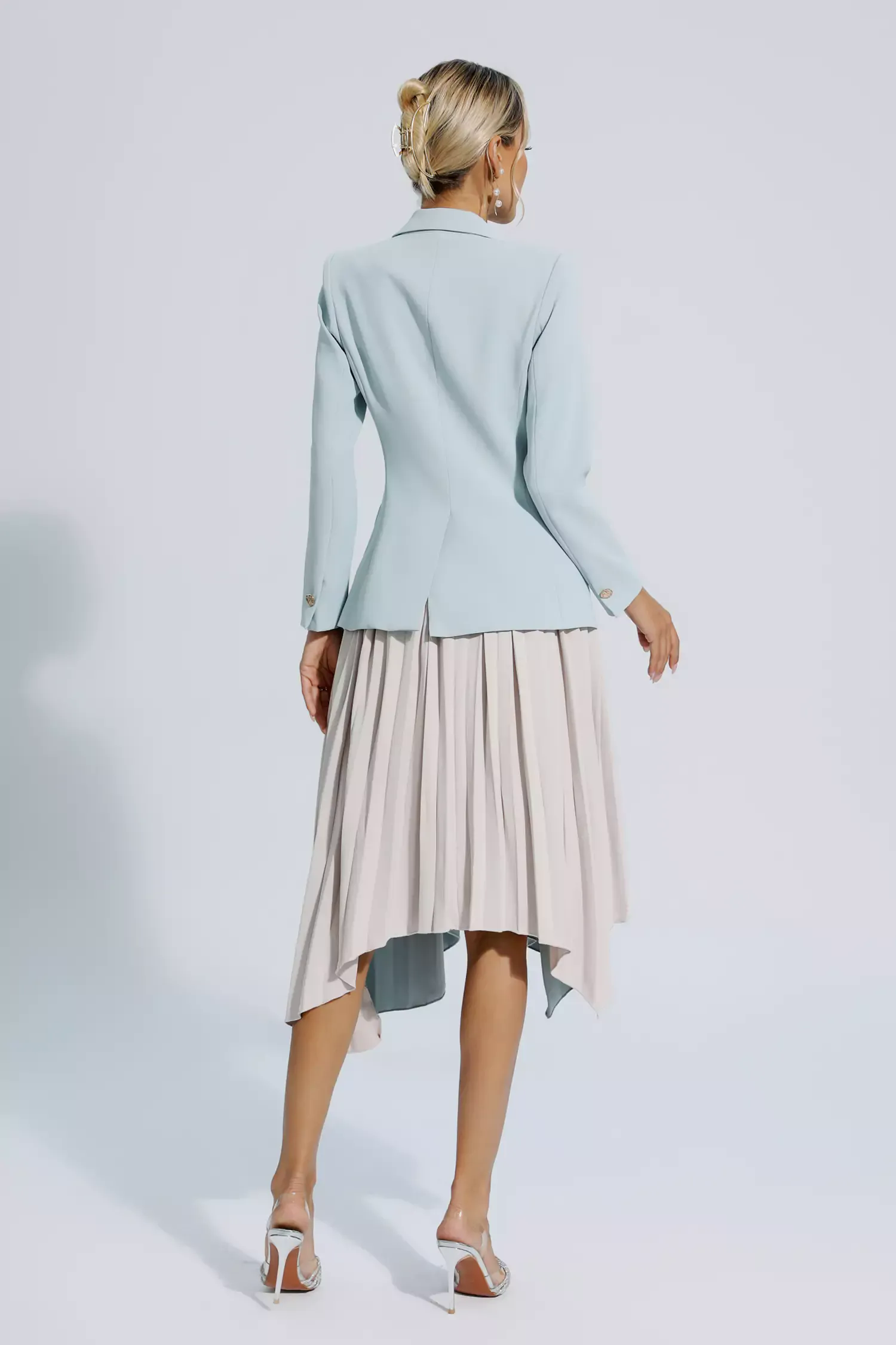 Blaire Gray Ruched Blazer Set Blaire Gray Ruched Blazer Set