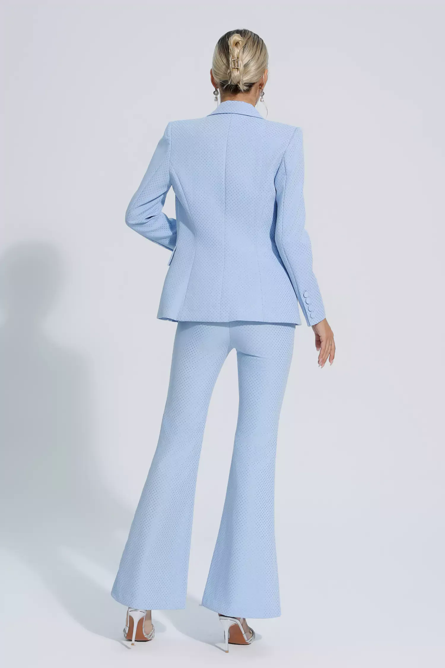Lylah Blue Polka Dots Blazer Set Lylah Blue Polka Dots Blazer Set