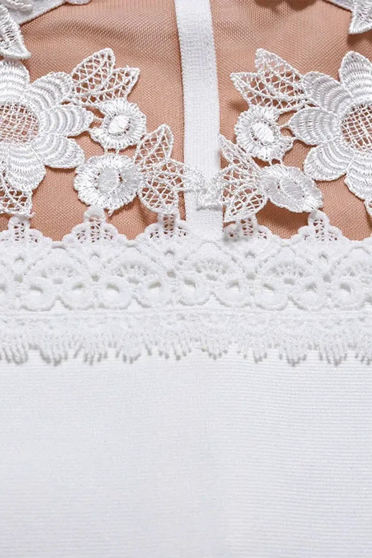 Let Your Soul Glow White Lace Hollow Out Bandage Dress