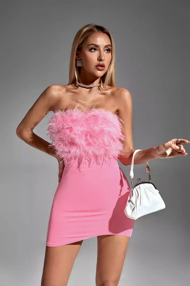 Annabelle Pink Feather Dress Annabelle Pink Feather Dress