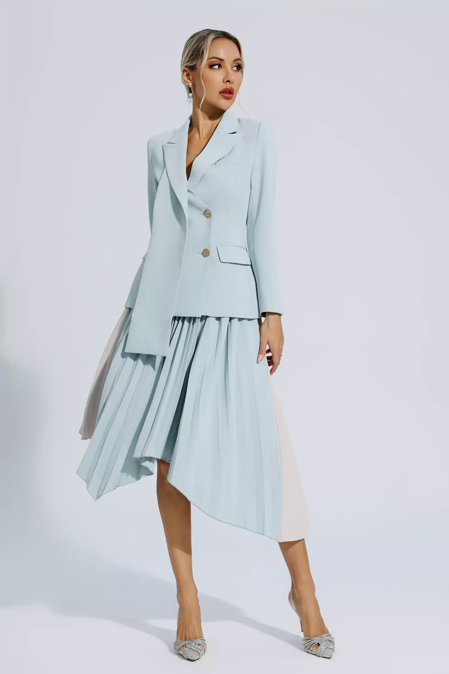 Blaire Gray Ruched Blazer Set Blaire Gray Ruched Blazer Set