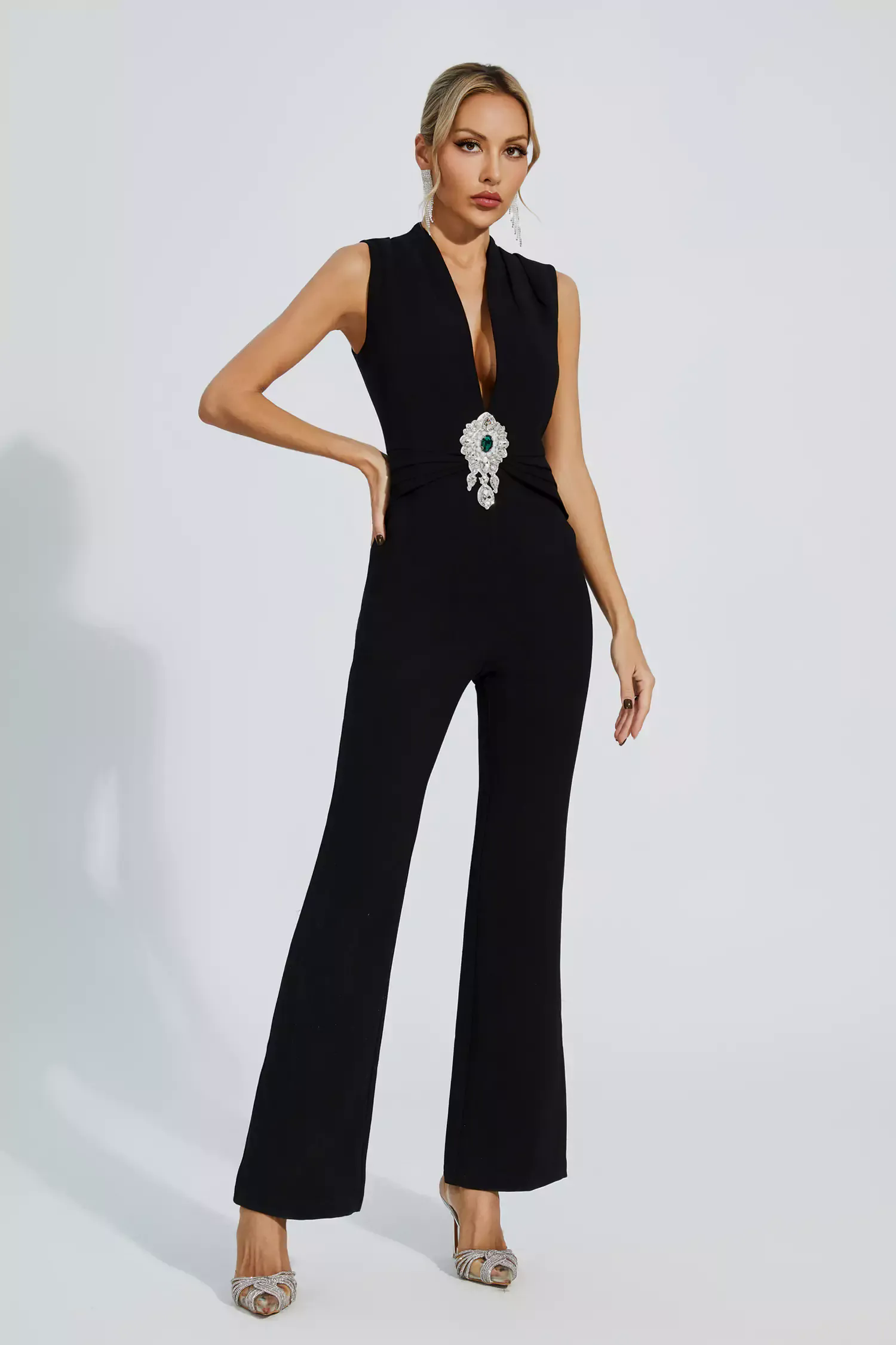 Elliot Black Beaded Diamond Jumpsuit