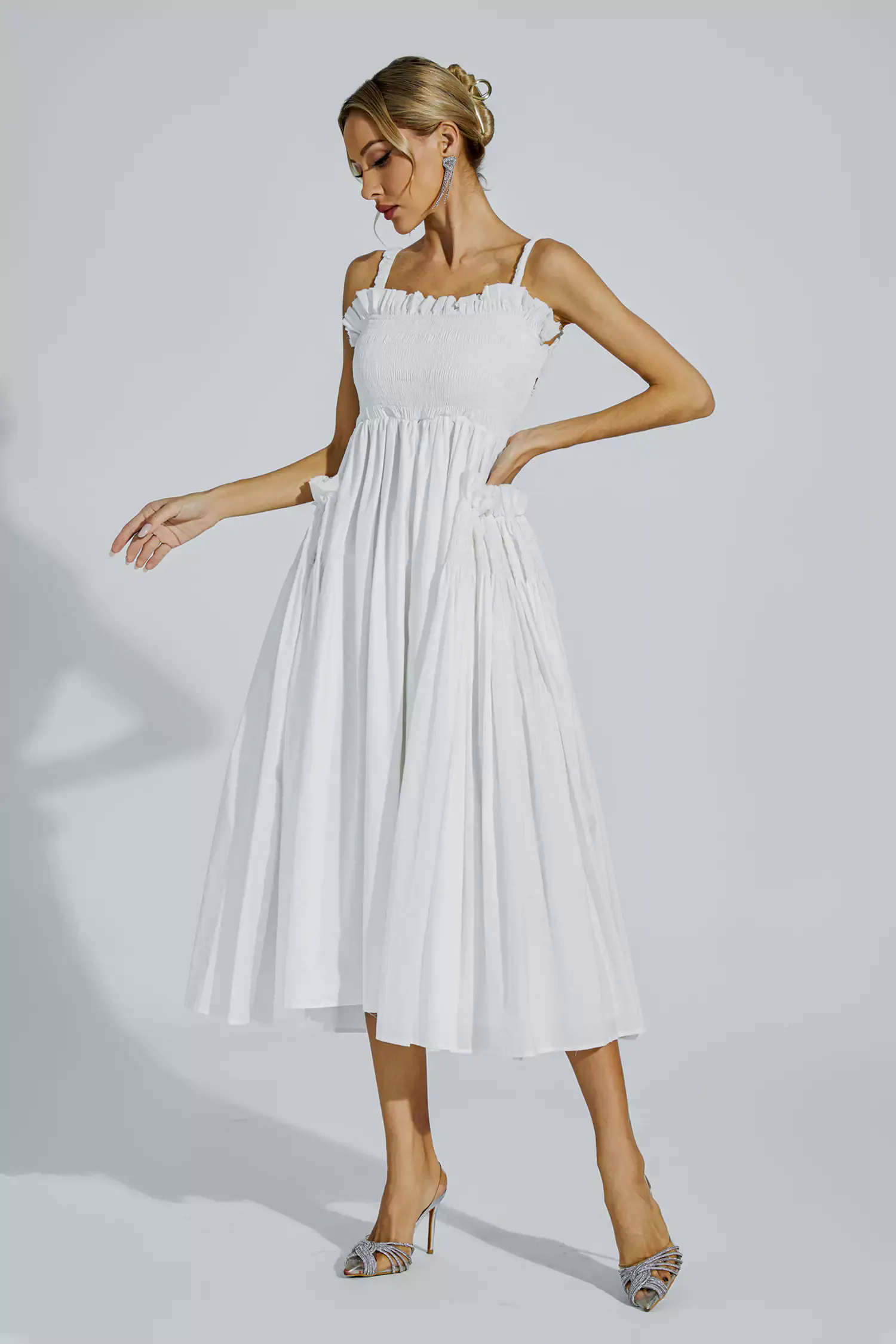 Adele White Slip Midi Dress