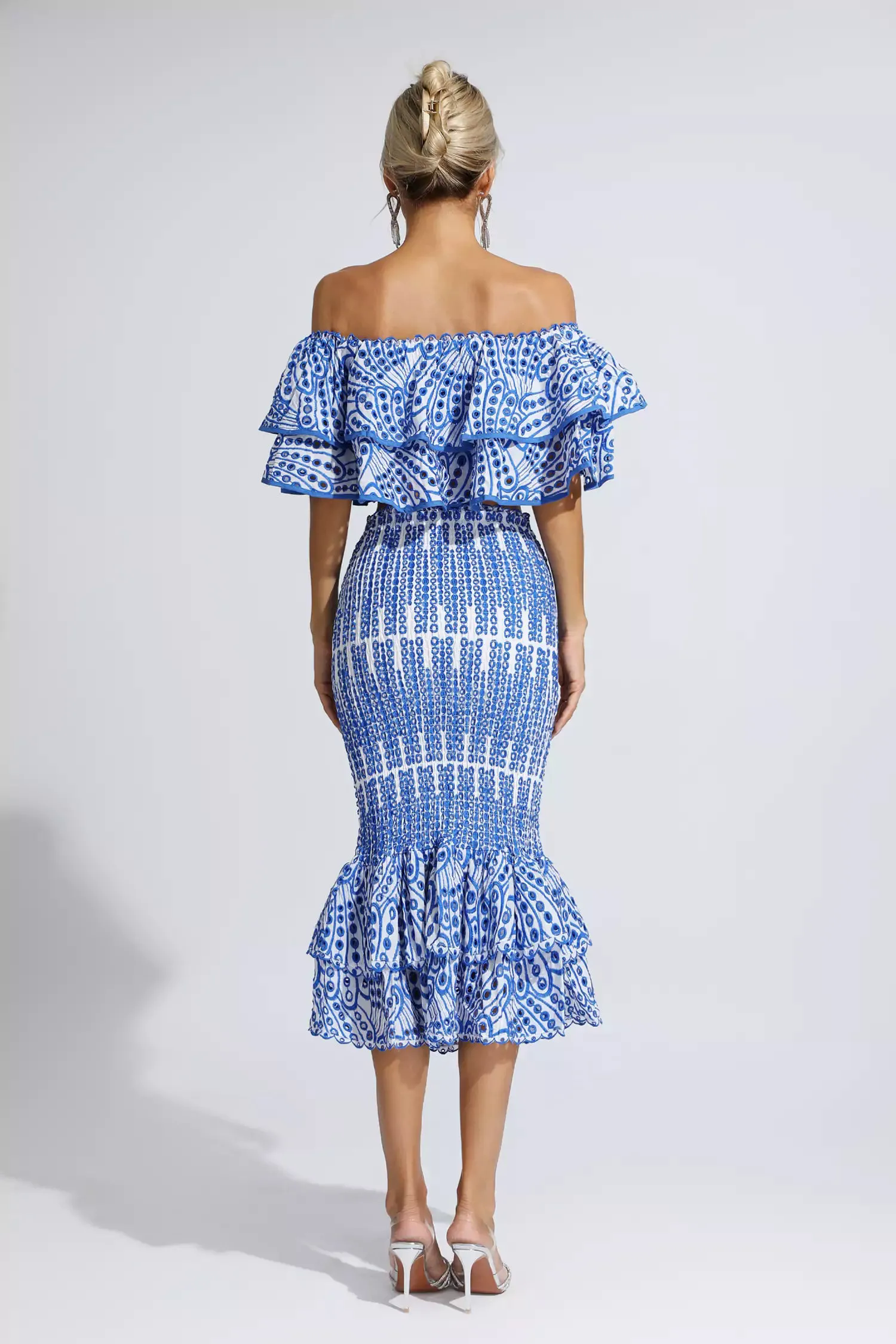 Anaya Blue Cutout Ruffle Set Anaya Blue Cutout Ruffle Set