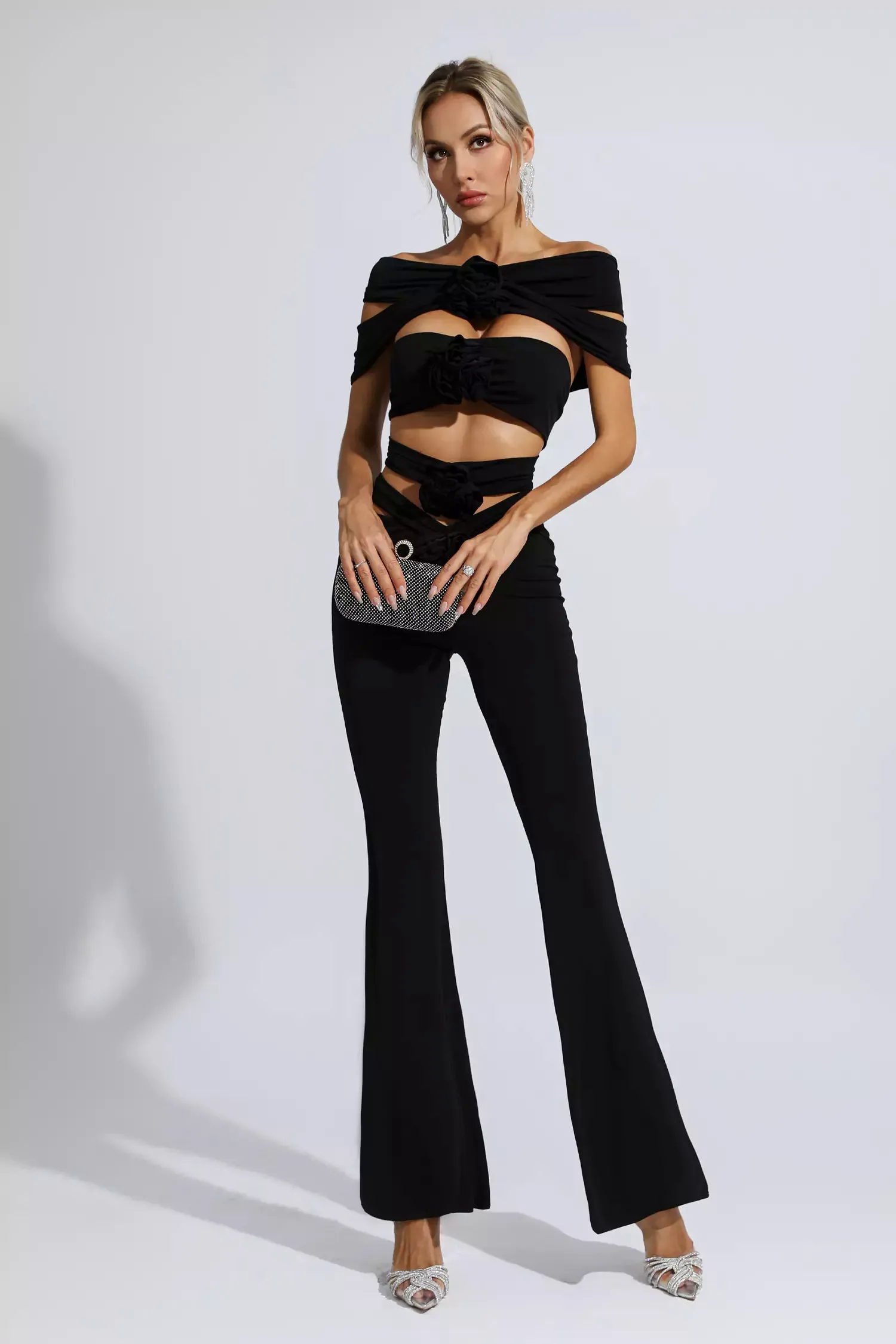Makenzie Black Floral Cutout Set Makenzie Black Floral Cutout Set