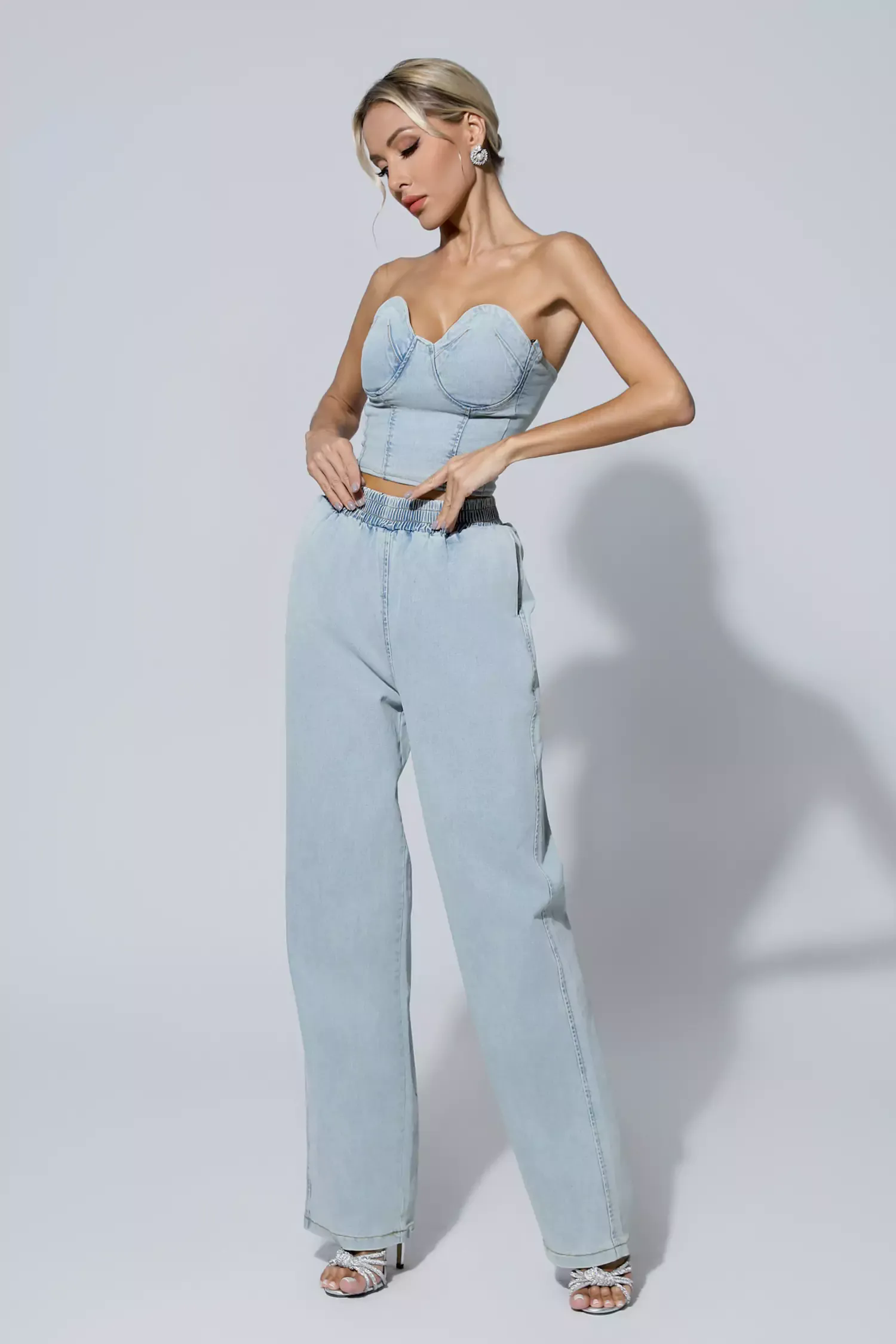 Marie Blue Denim Tube Top Set Marie Blue Denim Tube Top Set