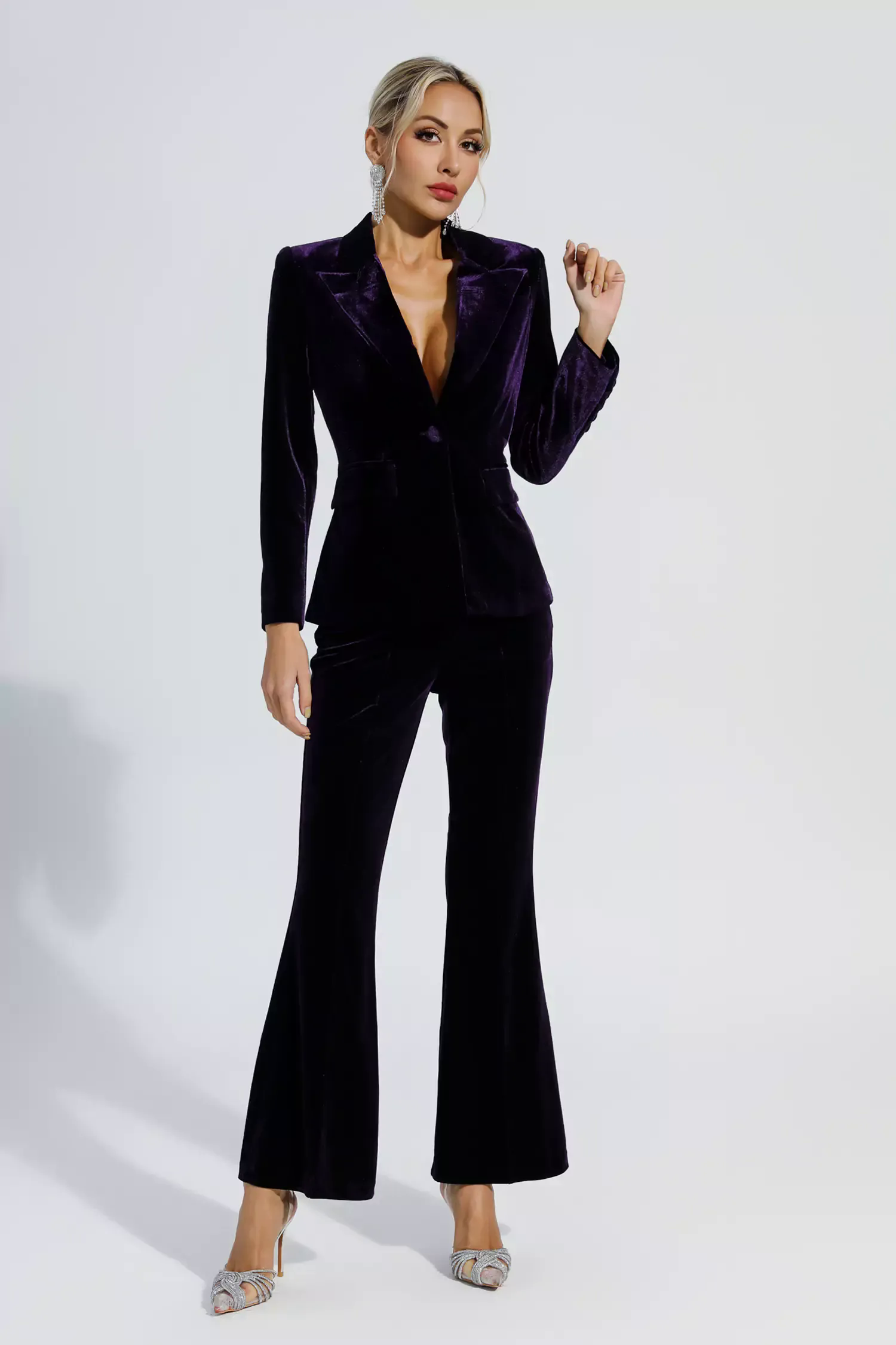 Aleena Purple Velvet Blazer Set Aleena Purple Velvet Blazer Set
